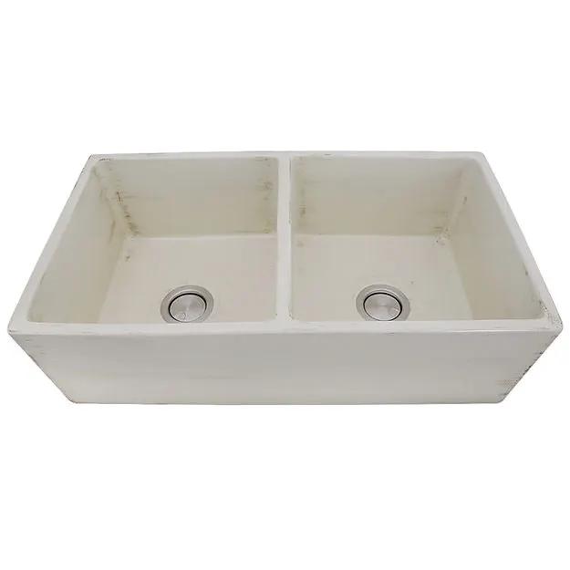 Nantucket Sinks 33 Inch Double Bowl Farmhouse Fireclay Sink by Nantucket