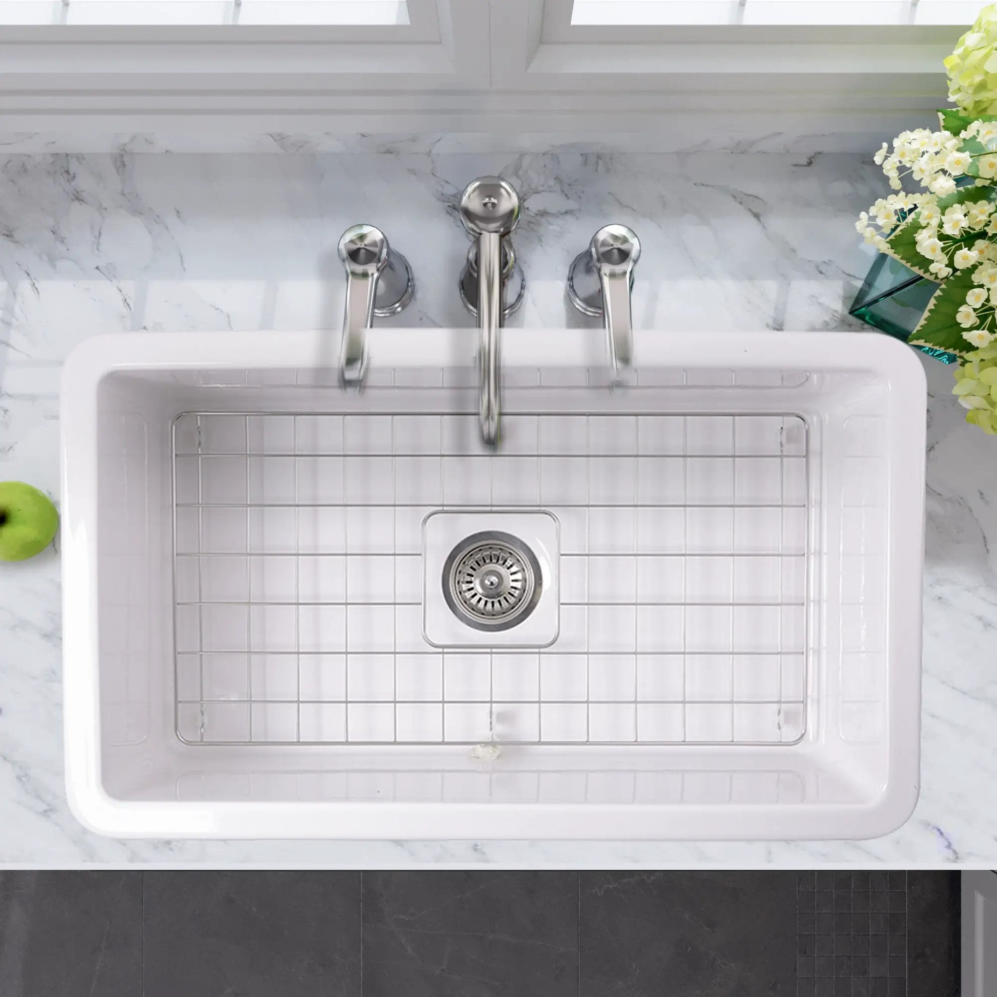 white kitchen sink