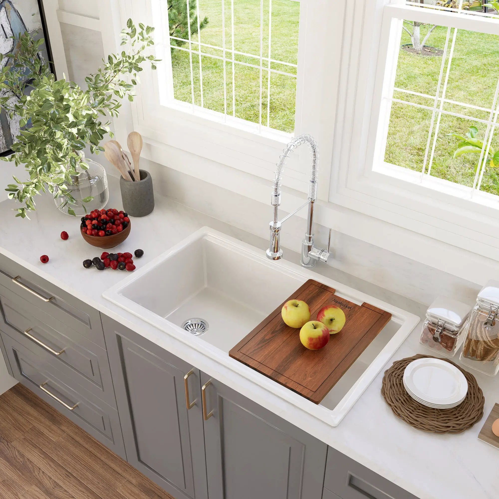 white kitchen sink