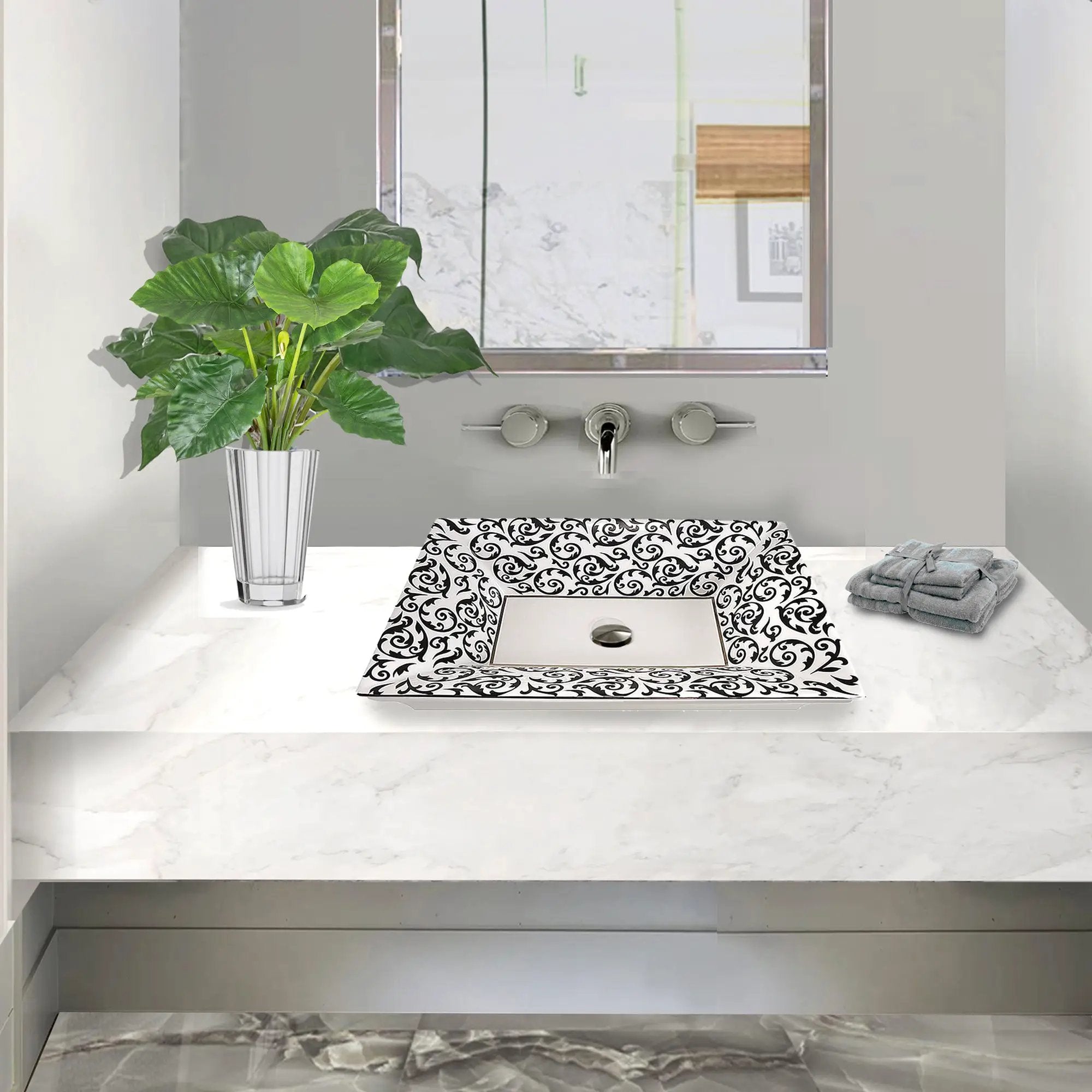 white/black/platinum bathroom sink