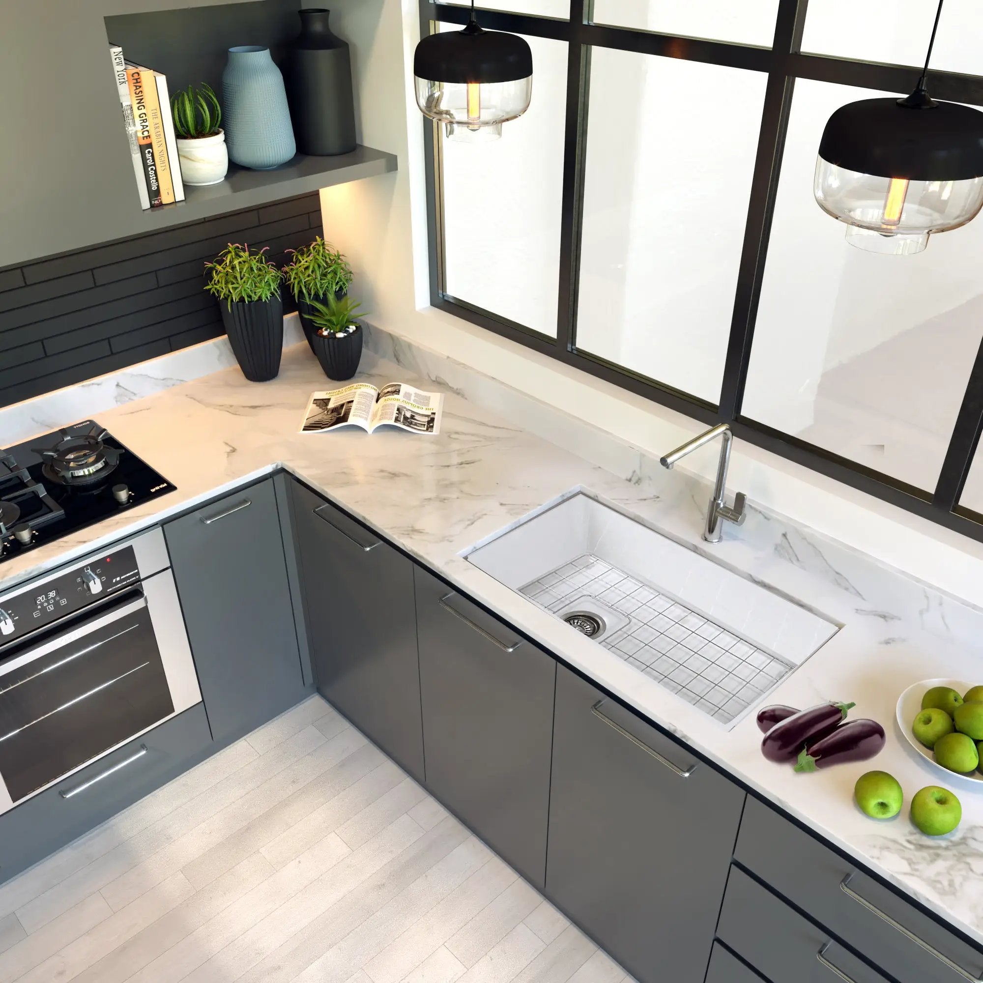 white kitchen sink