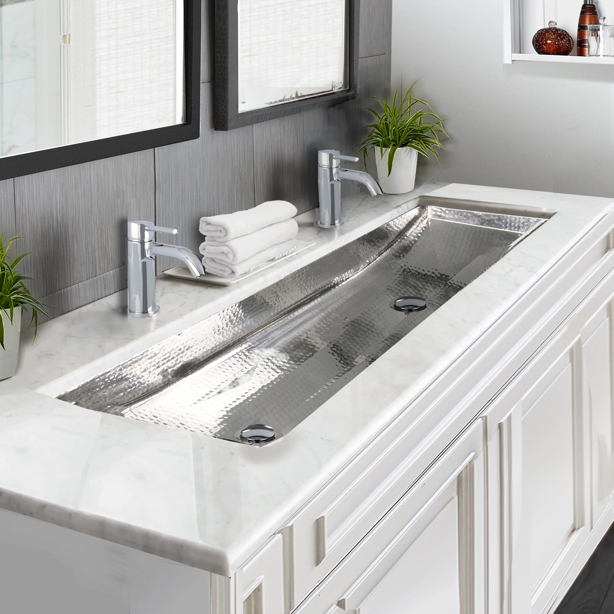silver bathroom sink