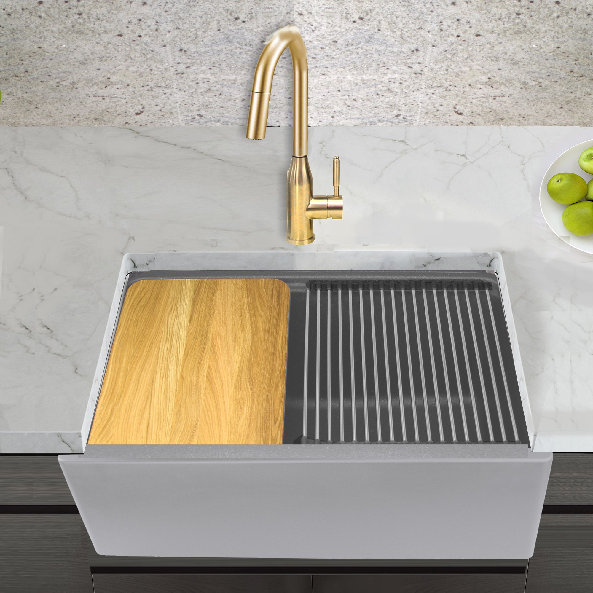 light grey with metallic flecks kitchen sink