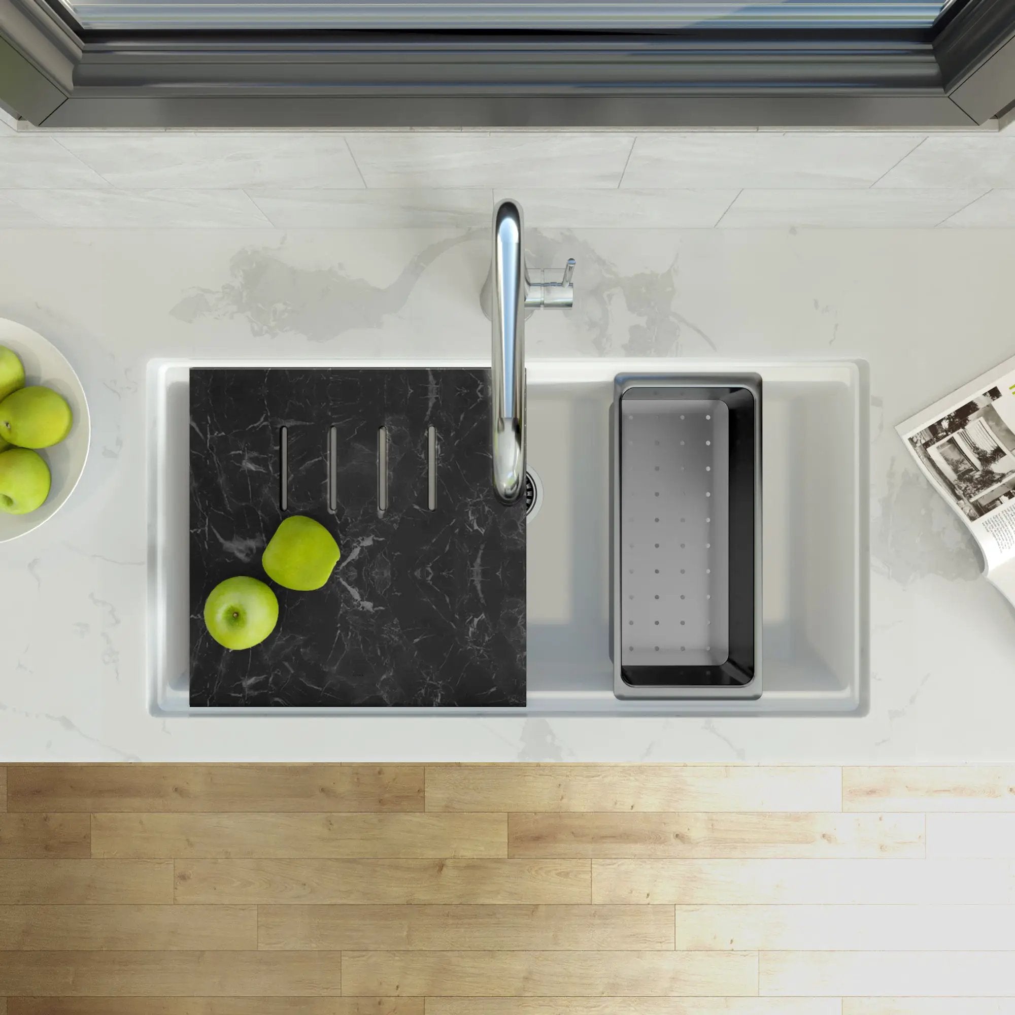 white kitchen sink