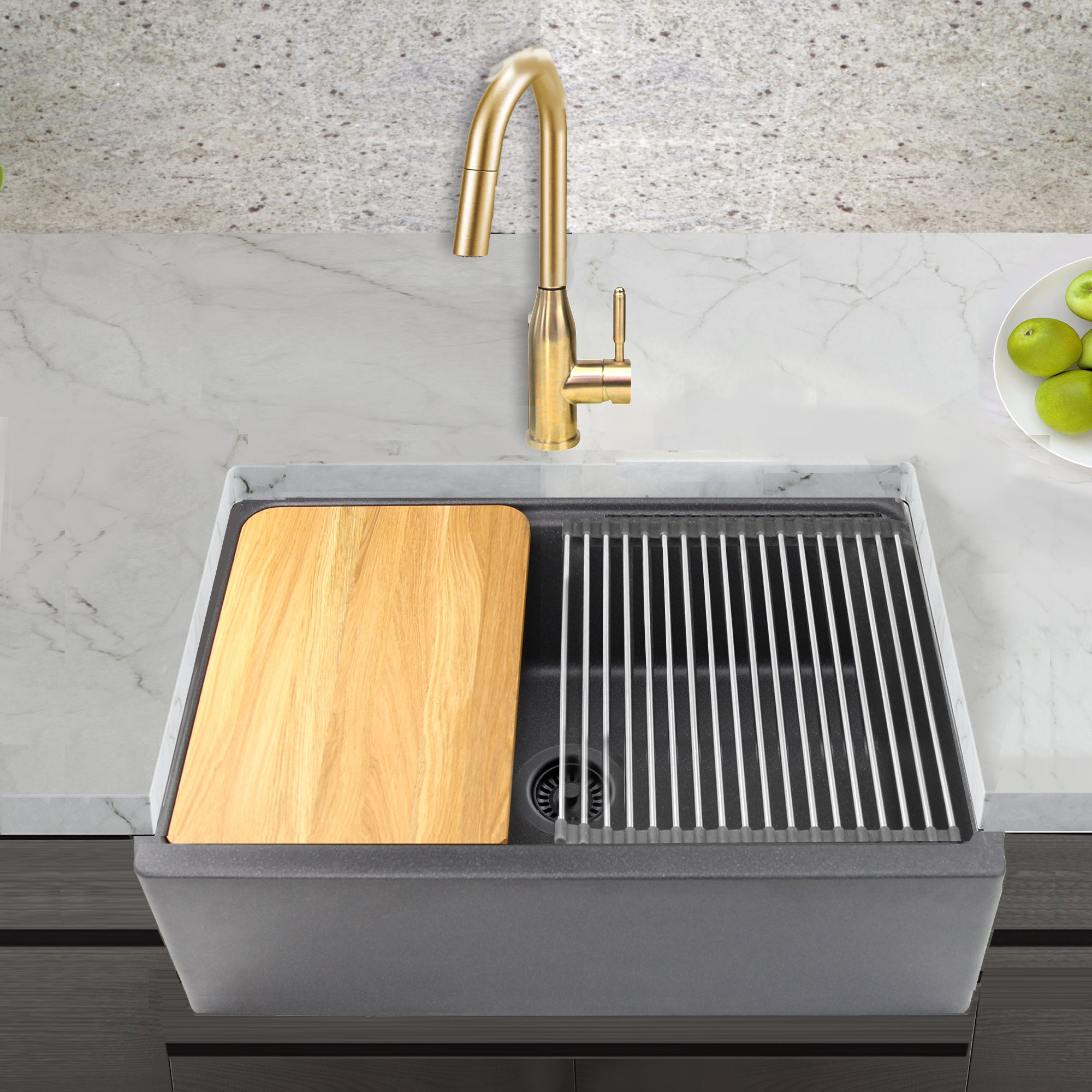 black with metallic flecks kitchen sink