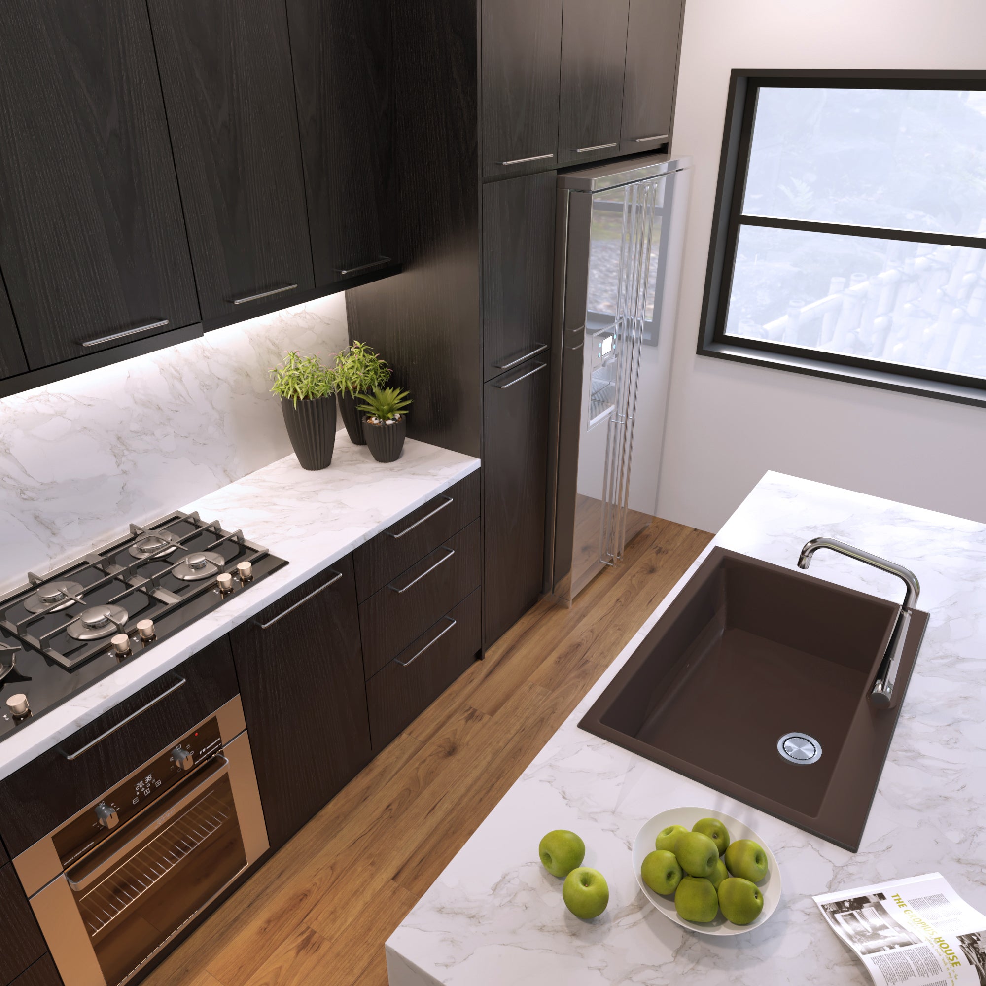 brown kitchen sink