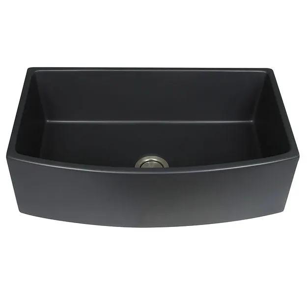 Nantucket Sinks 33 Inch Concrete Farmhouse Fireclay Sink with Curved Apron Front by Nantucket