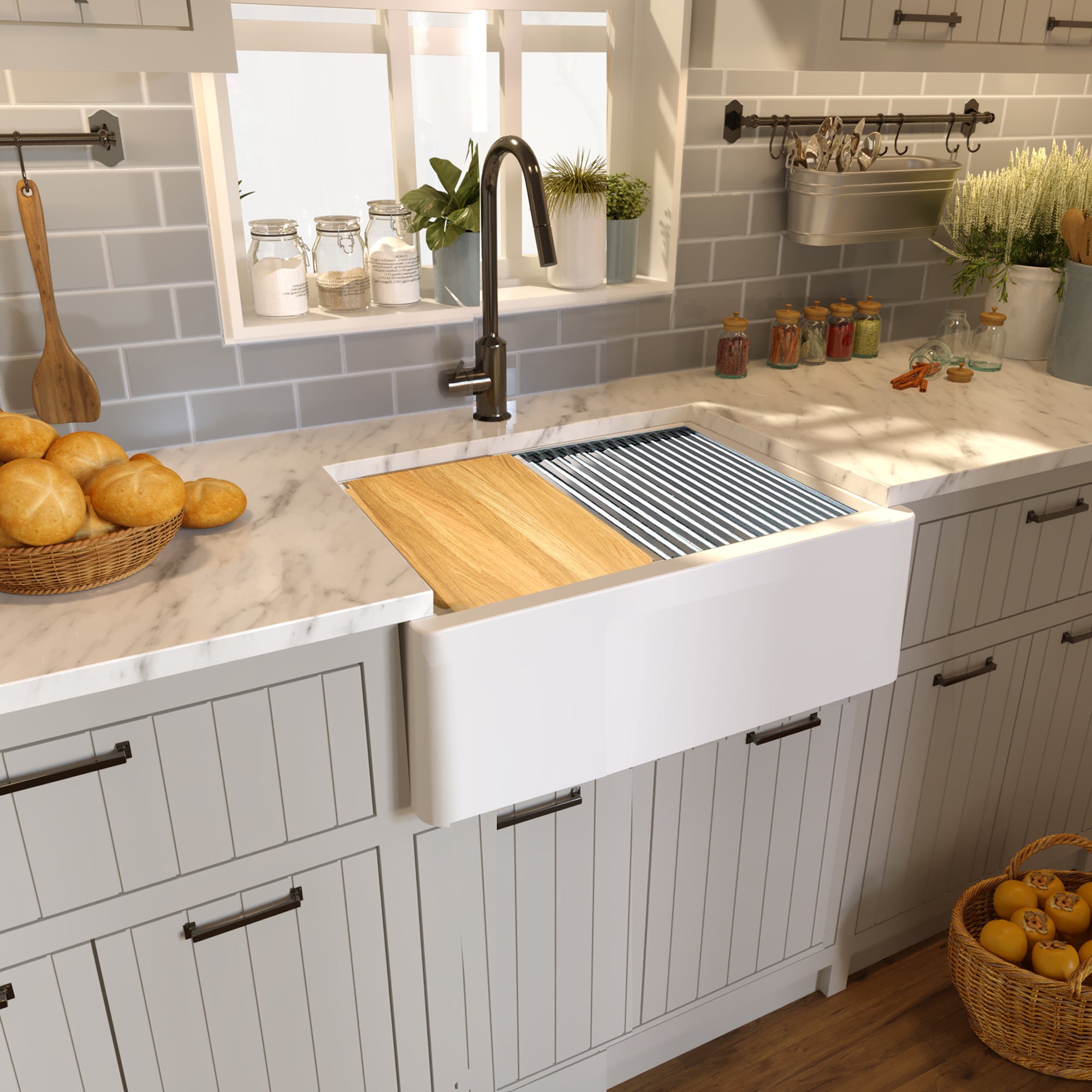white kitchen sink