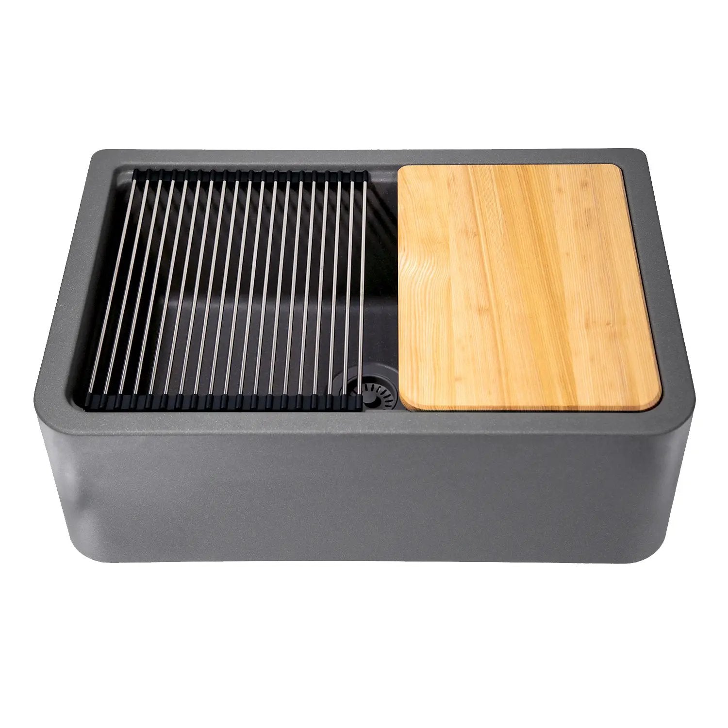 Nantucket Sinks 30-inch Reversible Workstation Granite Composite Apron Sink with Accessory Pack by Nantucket