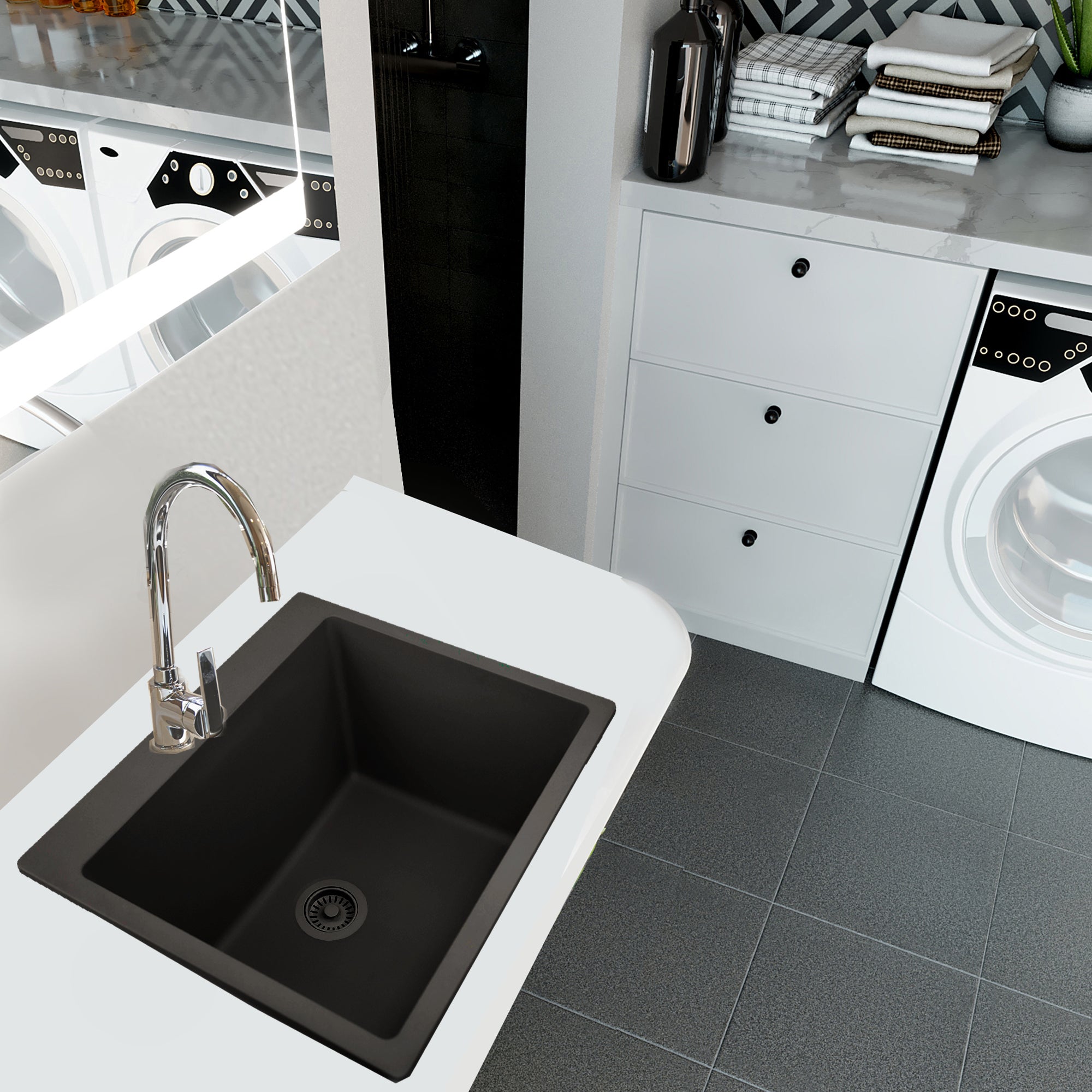 black kitchen sink