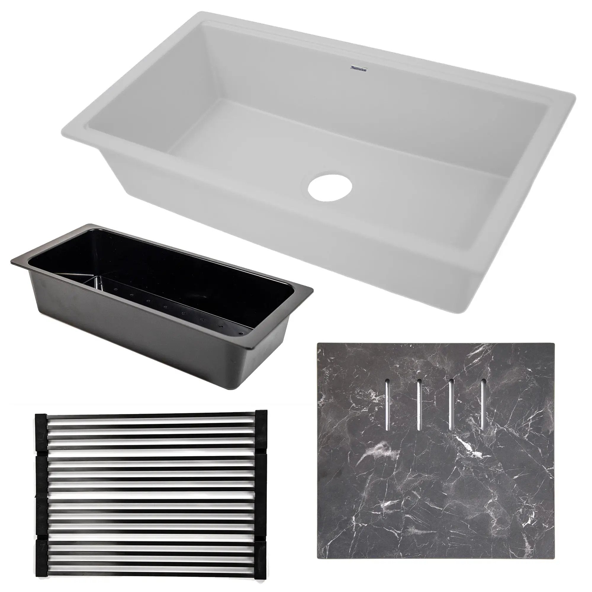 Nantucket Sinks Large Single Bowl Prep Station Undermount Granite Composite Sink by Nantucket