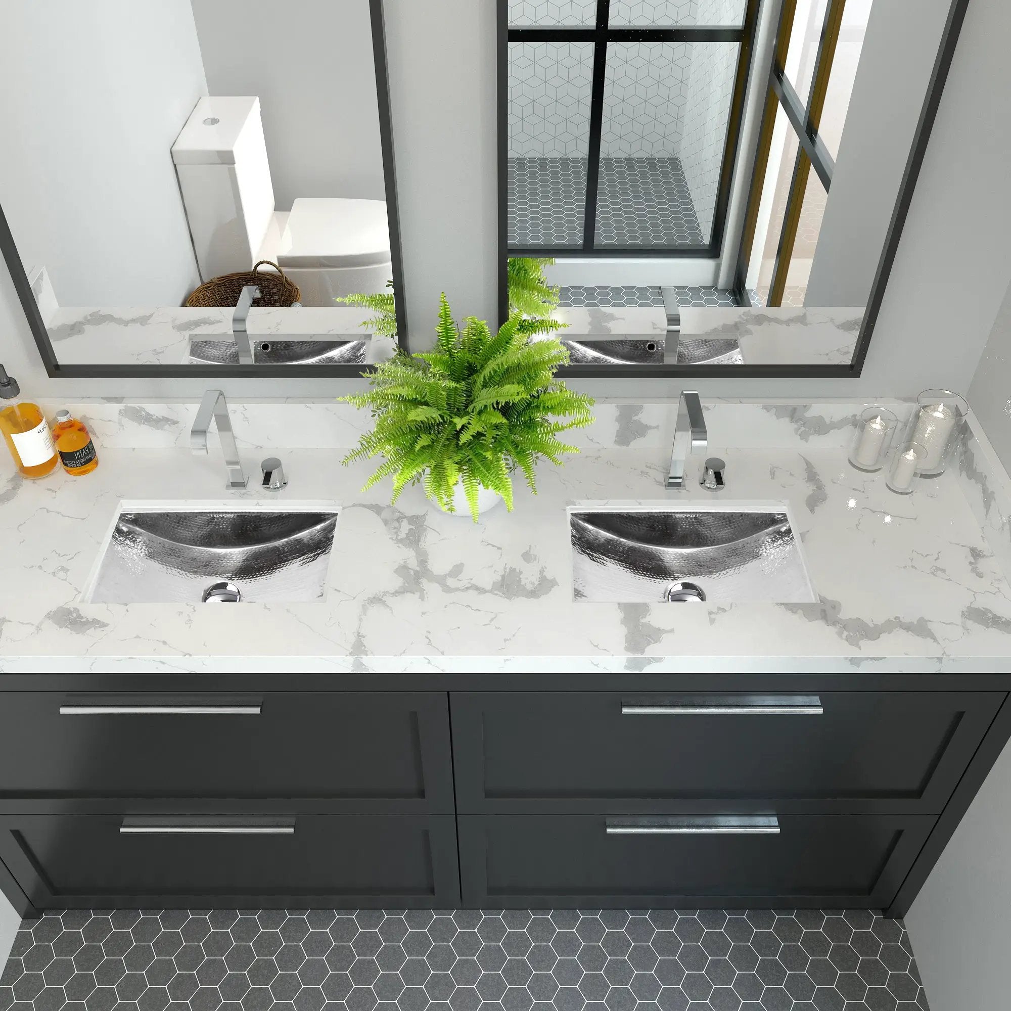 silver bathroom sink