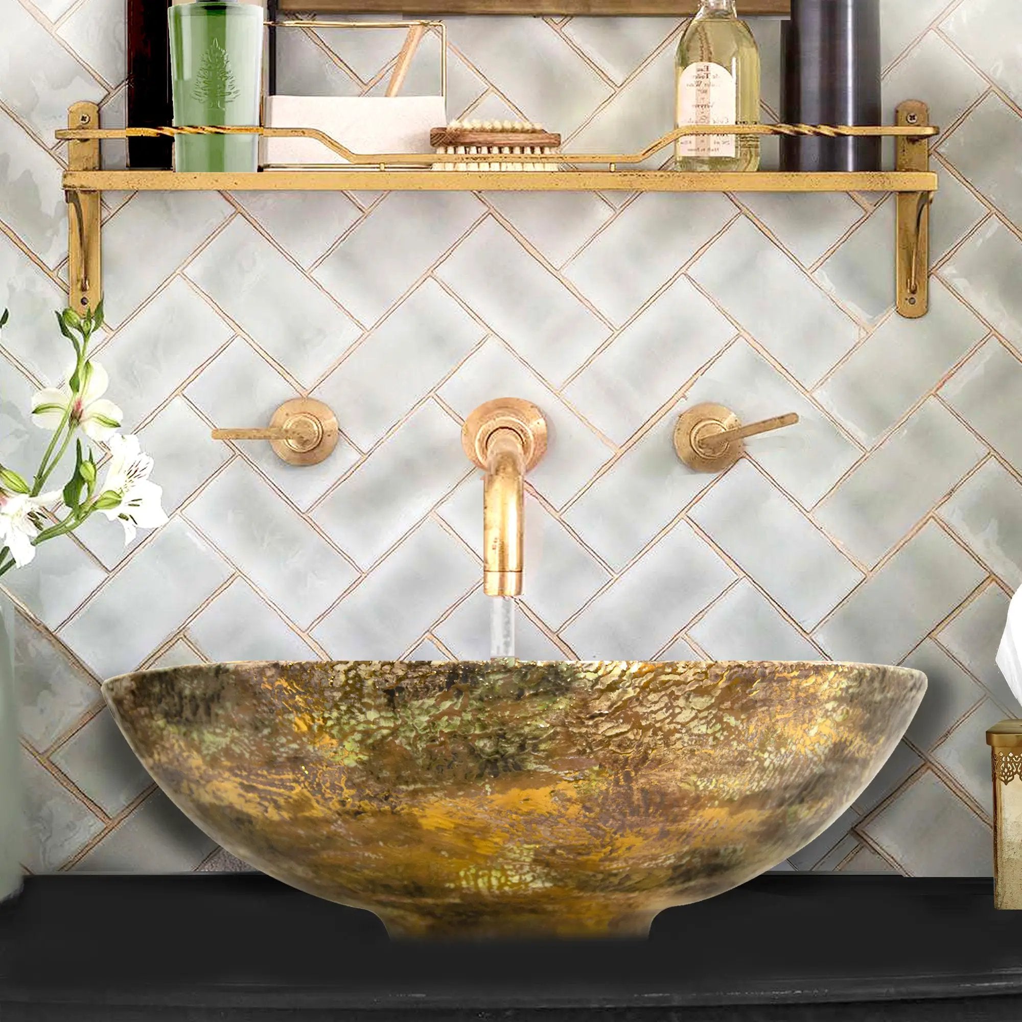 matte black/gold bathroom sink