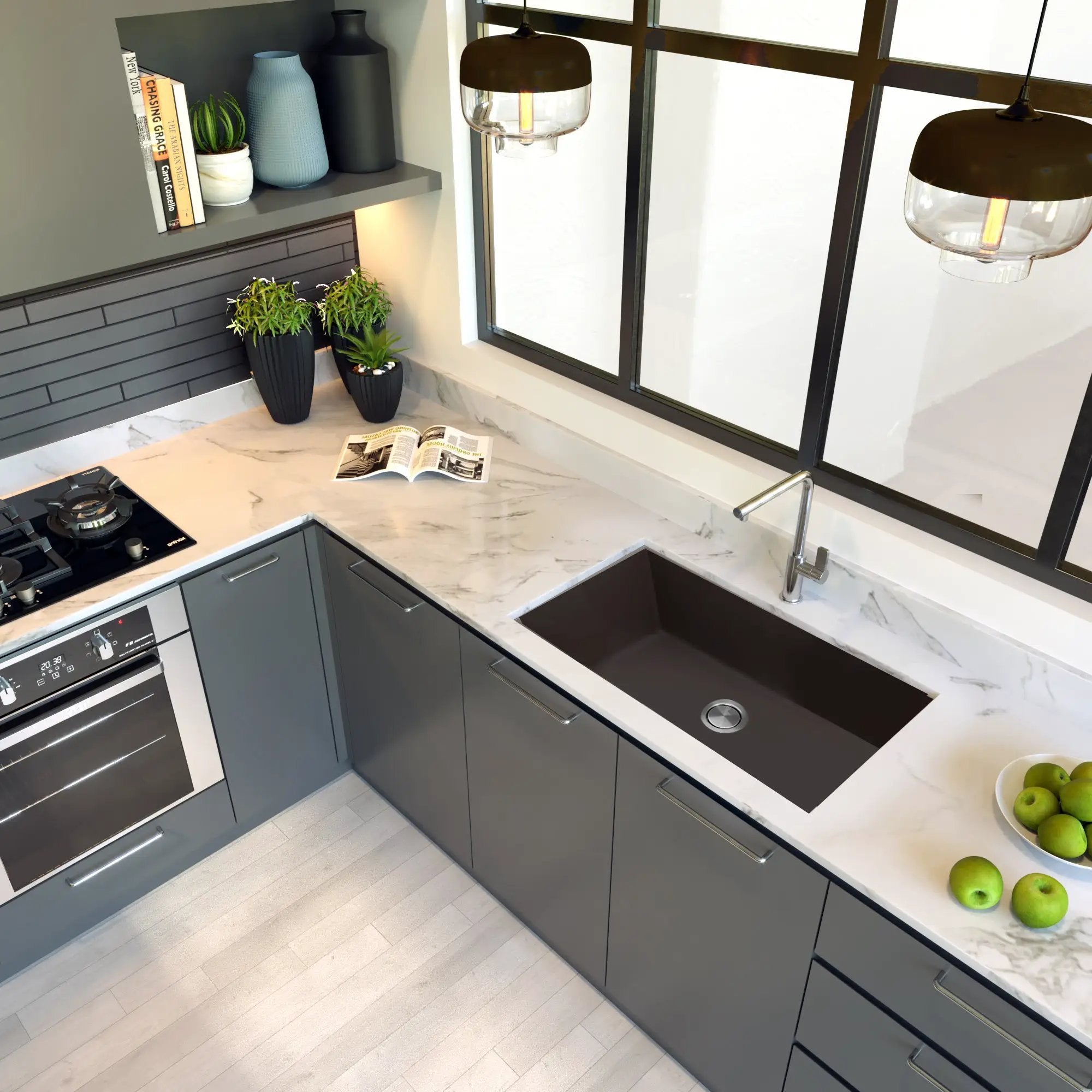 brown kitchen sink
