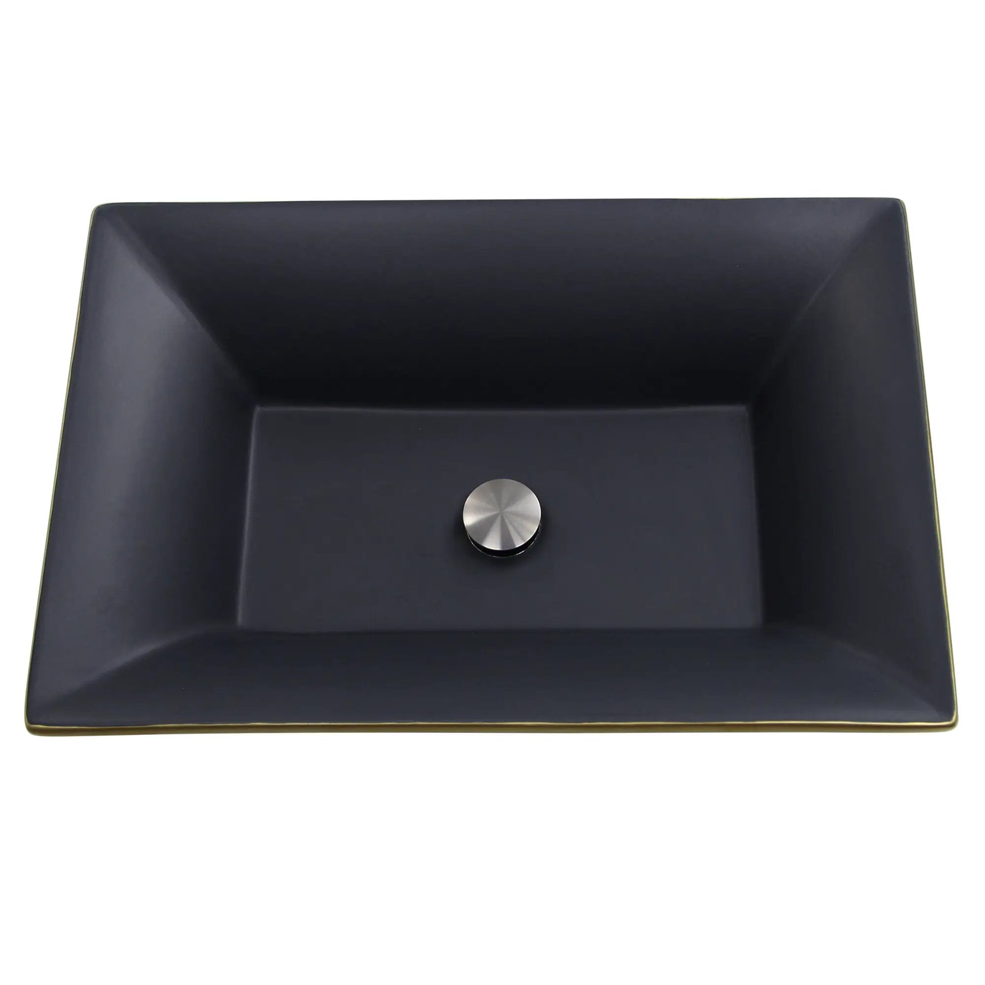 matte black with brushed gold band bathroom sink