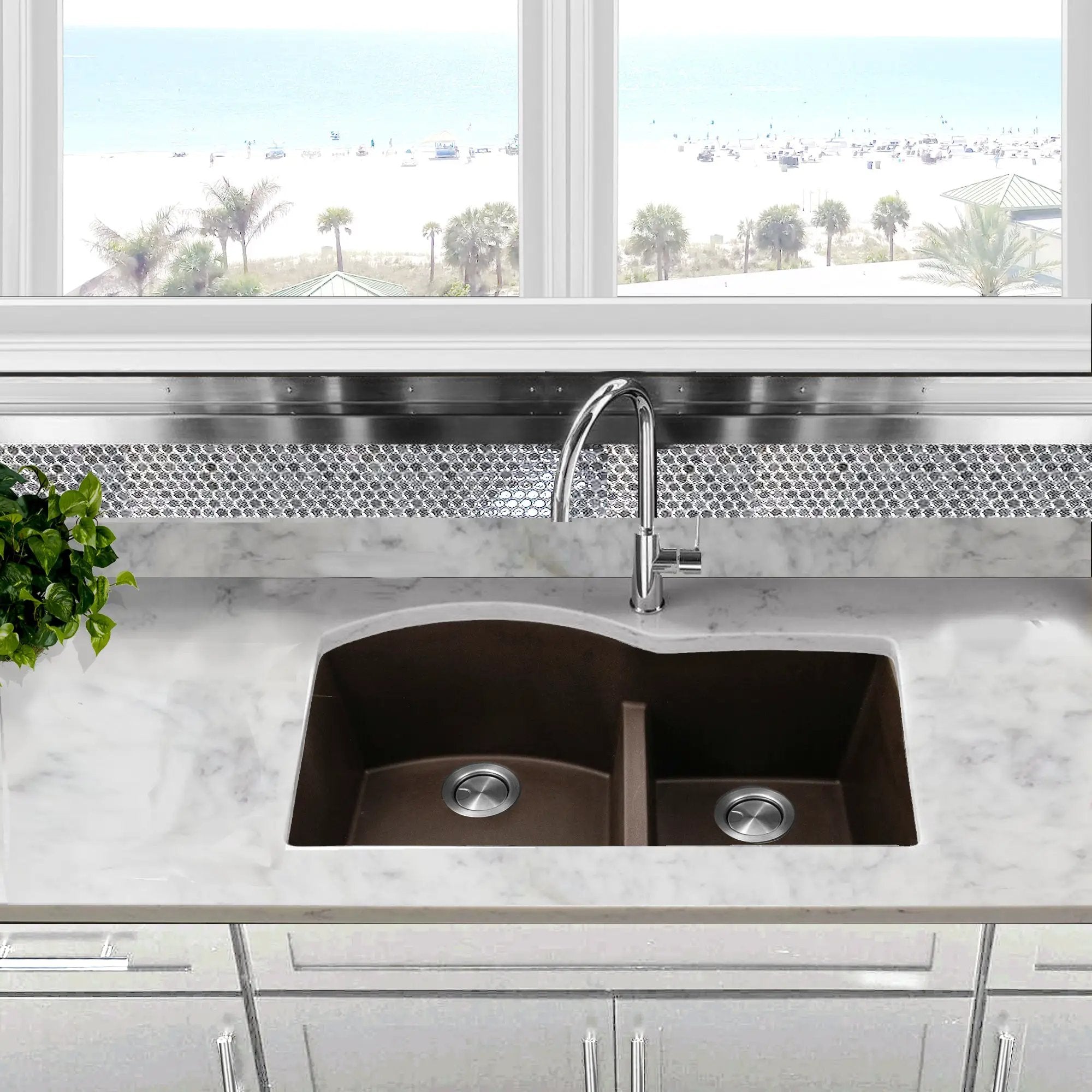 brown kitchen sink