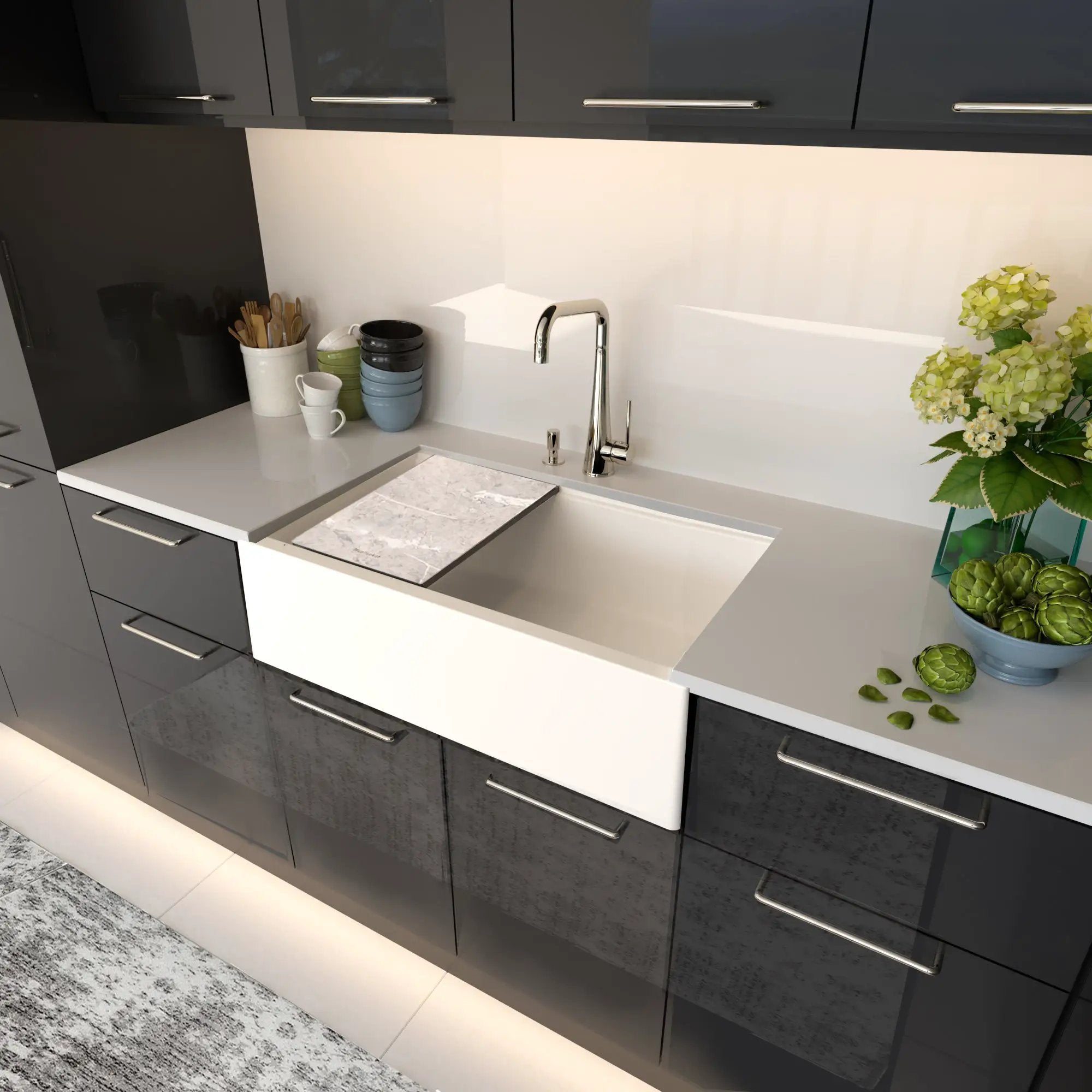 white kitchen sink