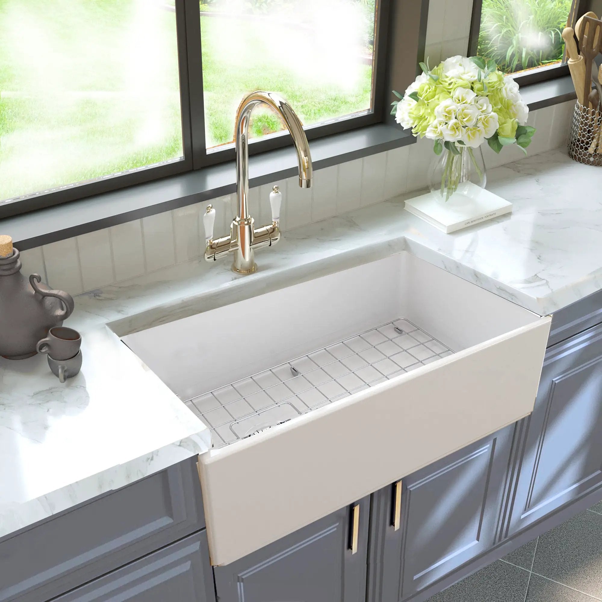 white kitchen sink