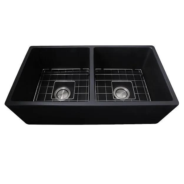 Nantucket Sinks 33 Inch Double Bowl Farmhouse Fireclay Sink by Nantucket