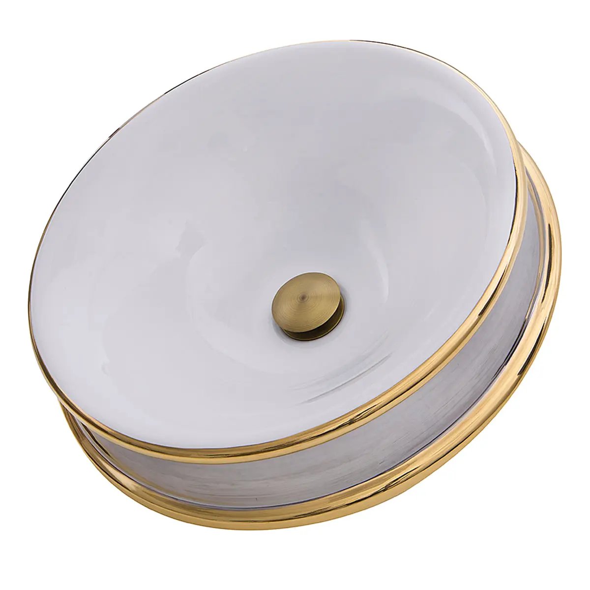 white/gold bathroom sink