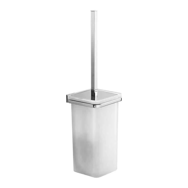 polished chrome / white toilet brush holder