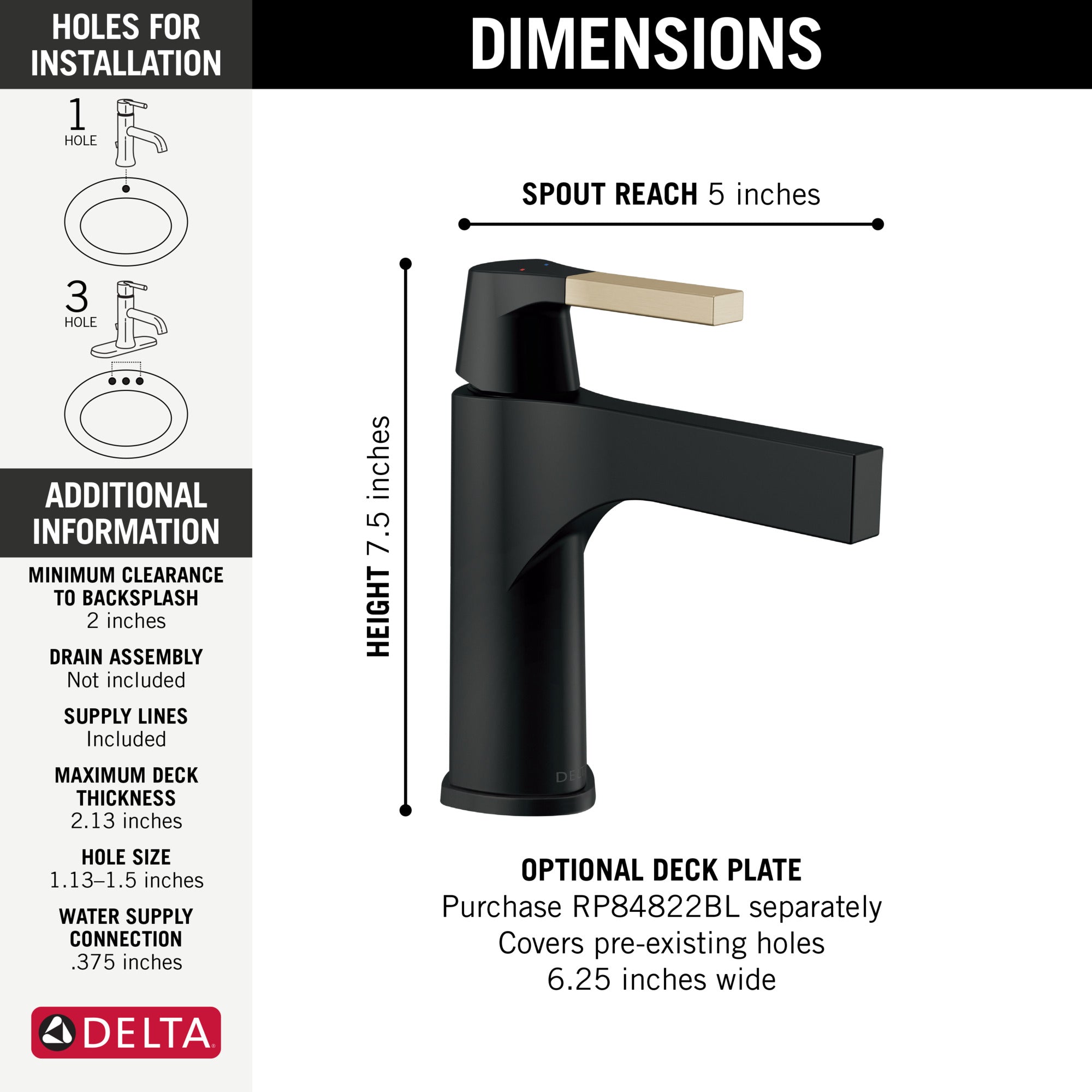 matte black / champagne bronze bathroom faucet