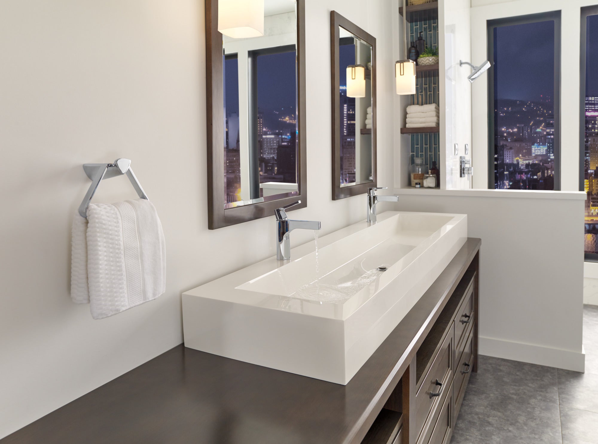 chrome bathroom faucet