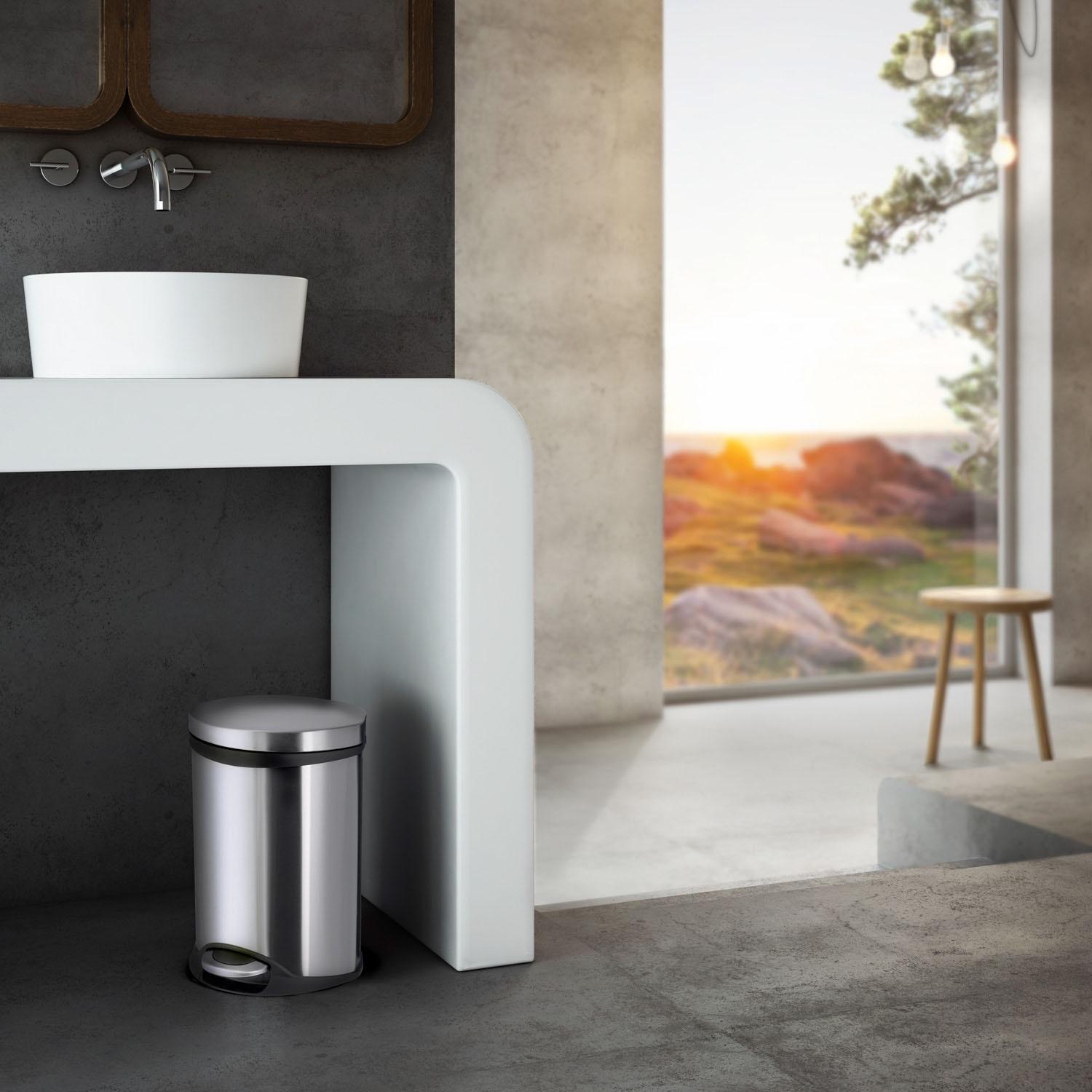 brushed stainless steel pedal bin