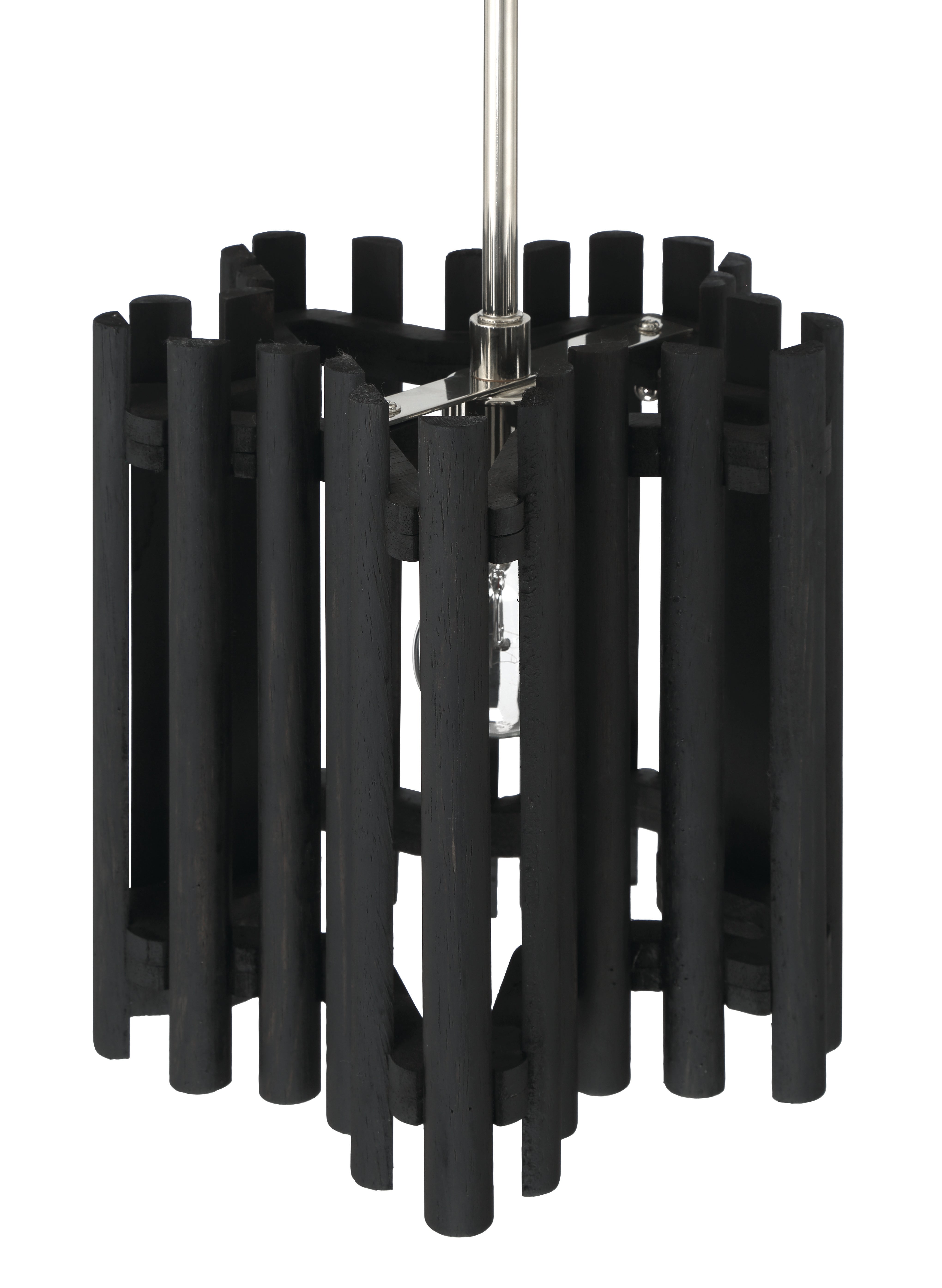 polished nickel/black walnut pendants