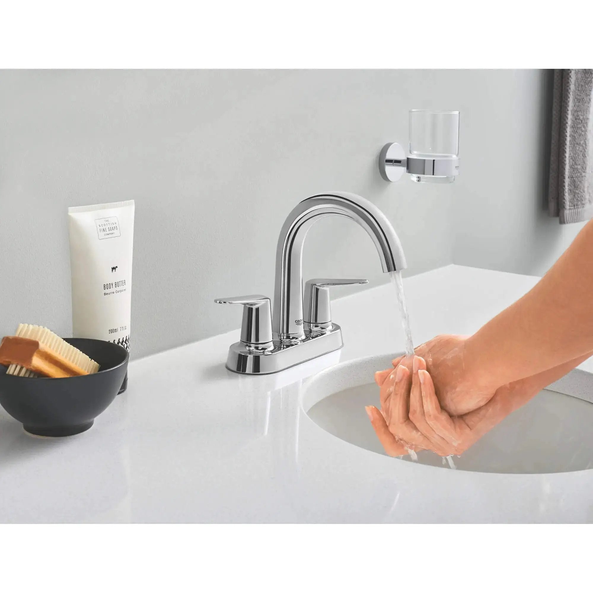 chrome bathroom faucet