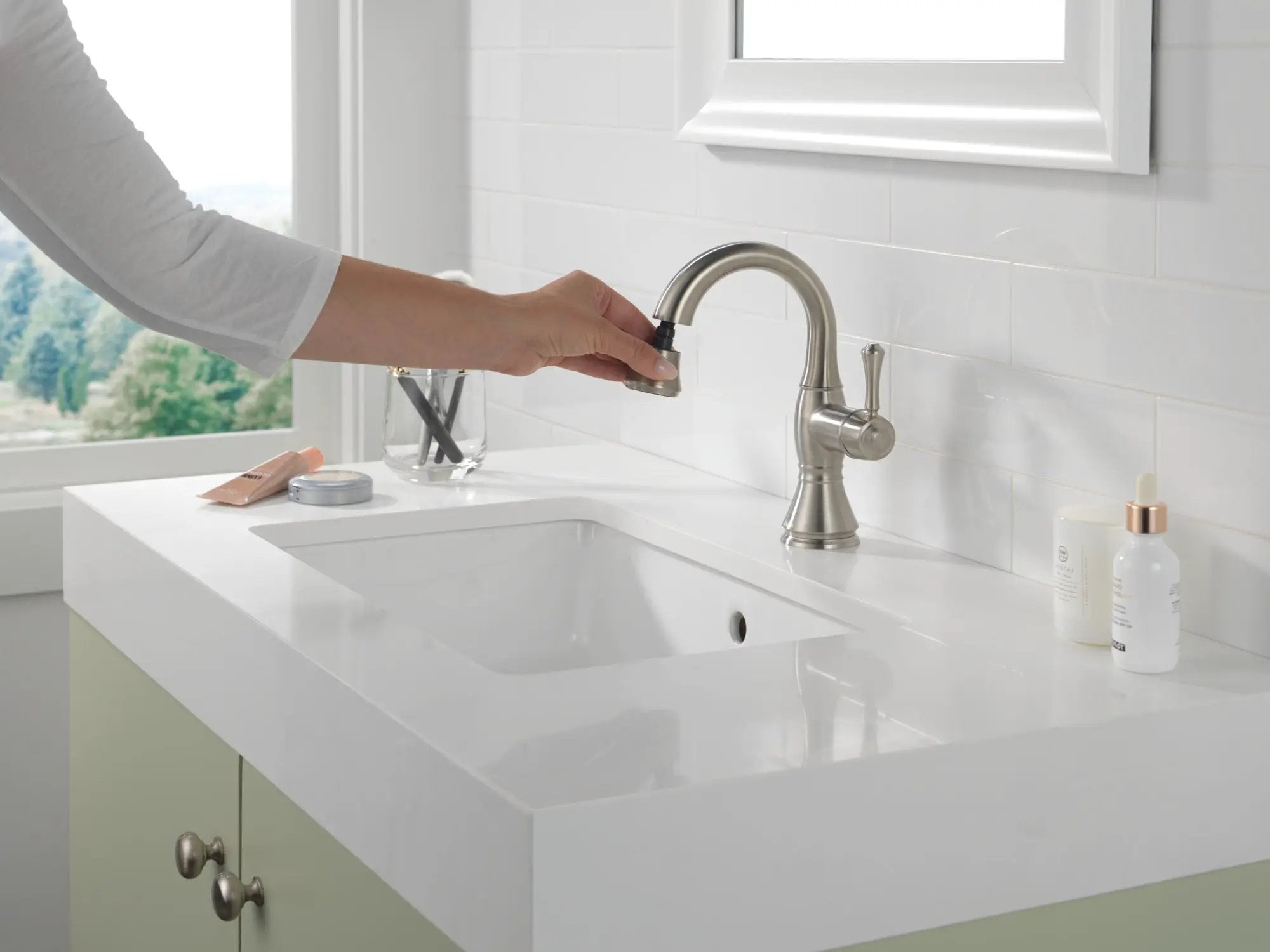stainless bathroom faucet