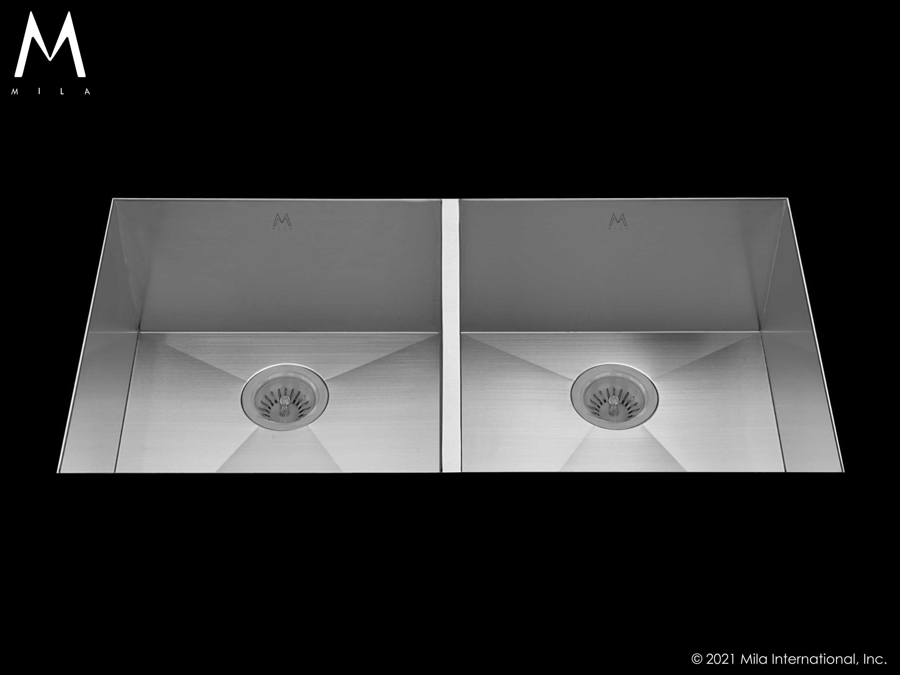MILA FLATIRON Double Bowl Under Mount 34 x 18.5 Kitchen Sink
