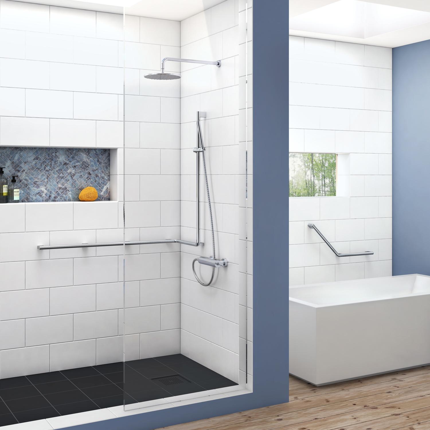 chromed stainless steel grab bar