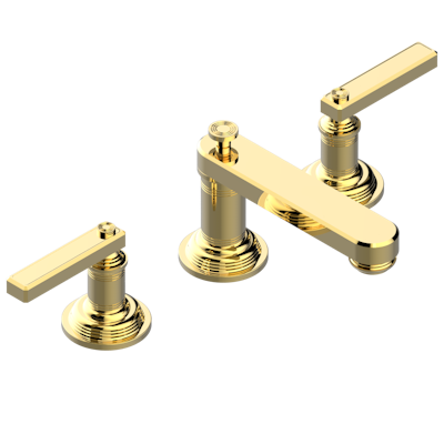 THG Paris West Coast Metal with Lever Handles Widespread Lavatory Set with Drain