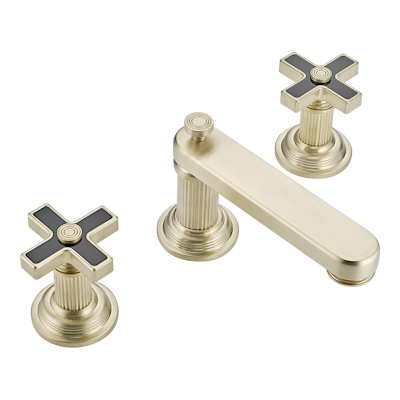 THG Paris Grand Central Black Onyx Widespread Lavatory Set with Drain