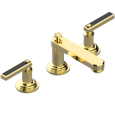 THG Paris Grand Central Black Onyx with Lever Handles Widespread Lavatory Set with Drain