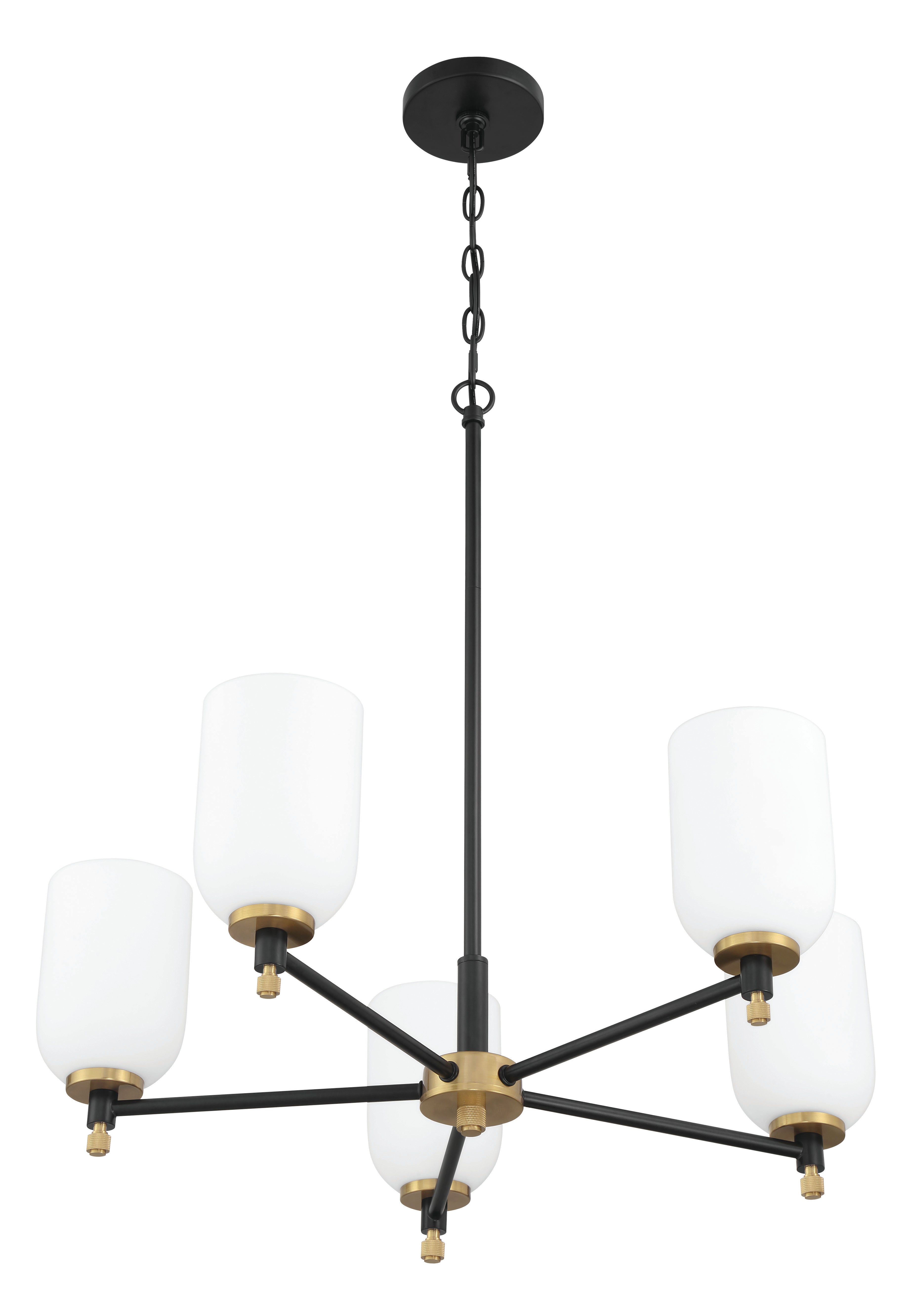 flat black/satin brass chandeliers