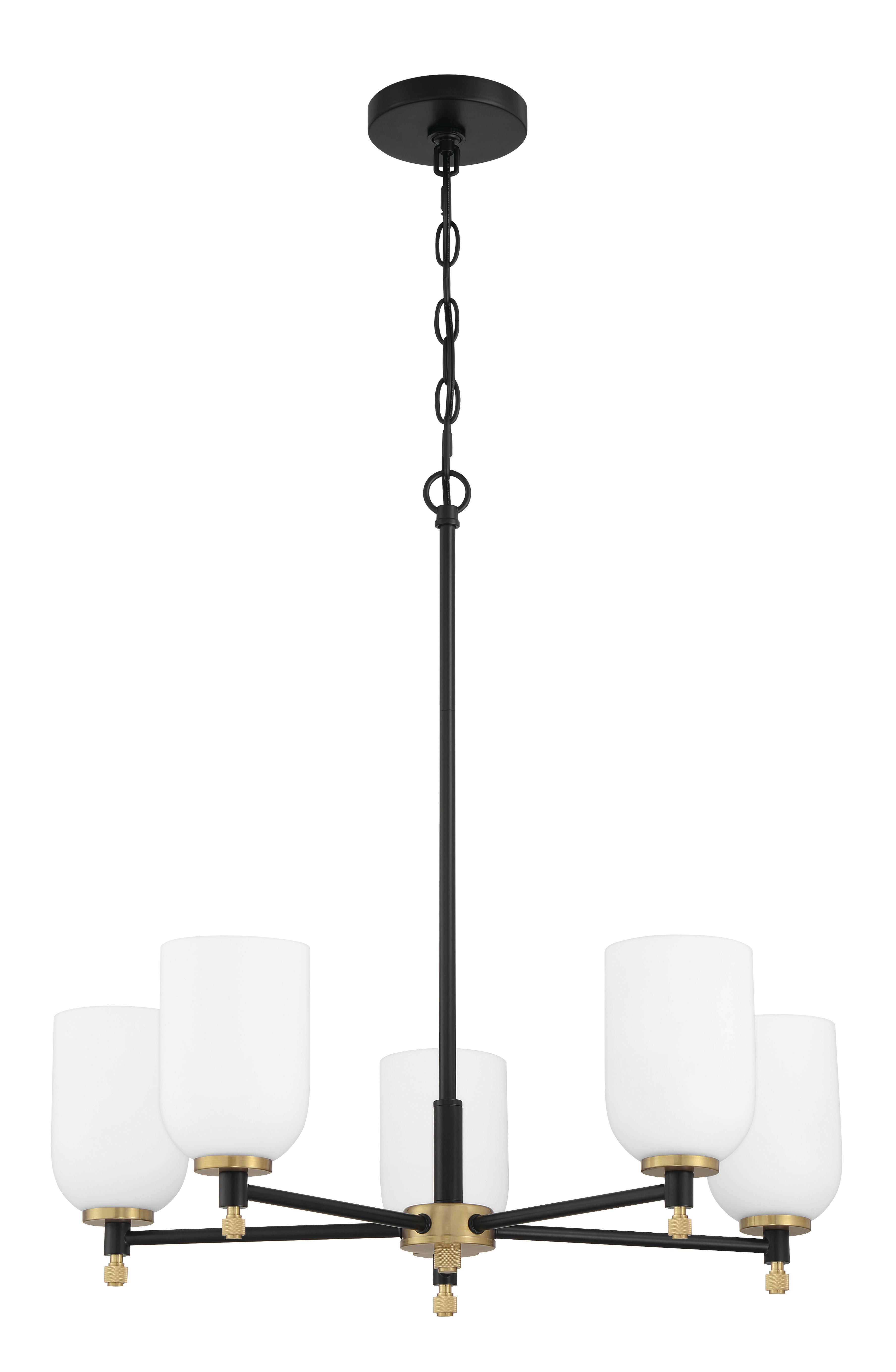 flat black/satin brass chandeliers