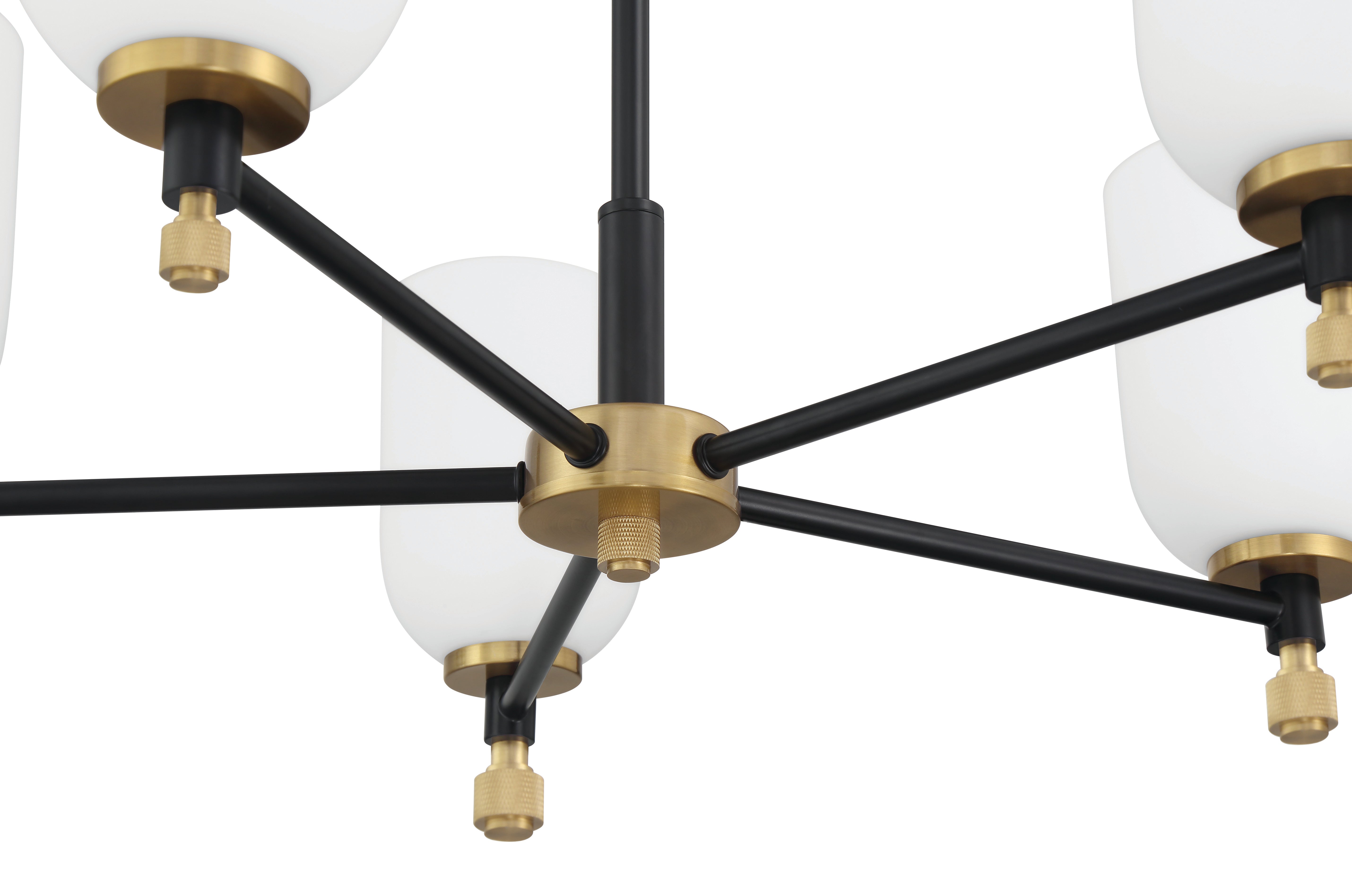 flat black/satin brass chandeliers