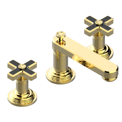 THG Paris West Coast Black Onyx Widespread Lavatory Set with Drain