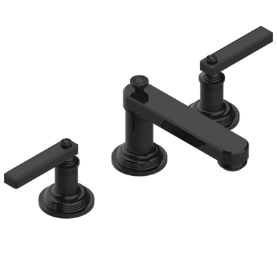 THG Paris West Coast Black Onyx with Lever Handles Widespread Lavatory Set with Drain by THG Paris