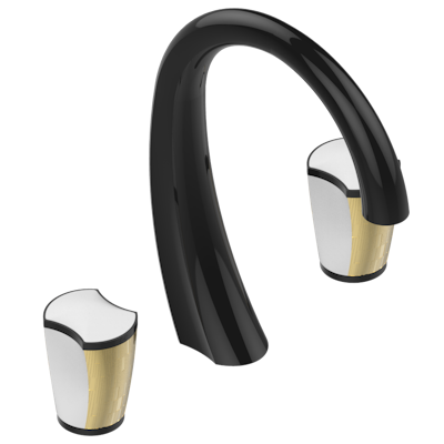 THG Paris Infini White Porcelain with Gold Decor Widespread Lavatory Set with Drain