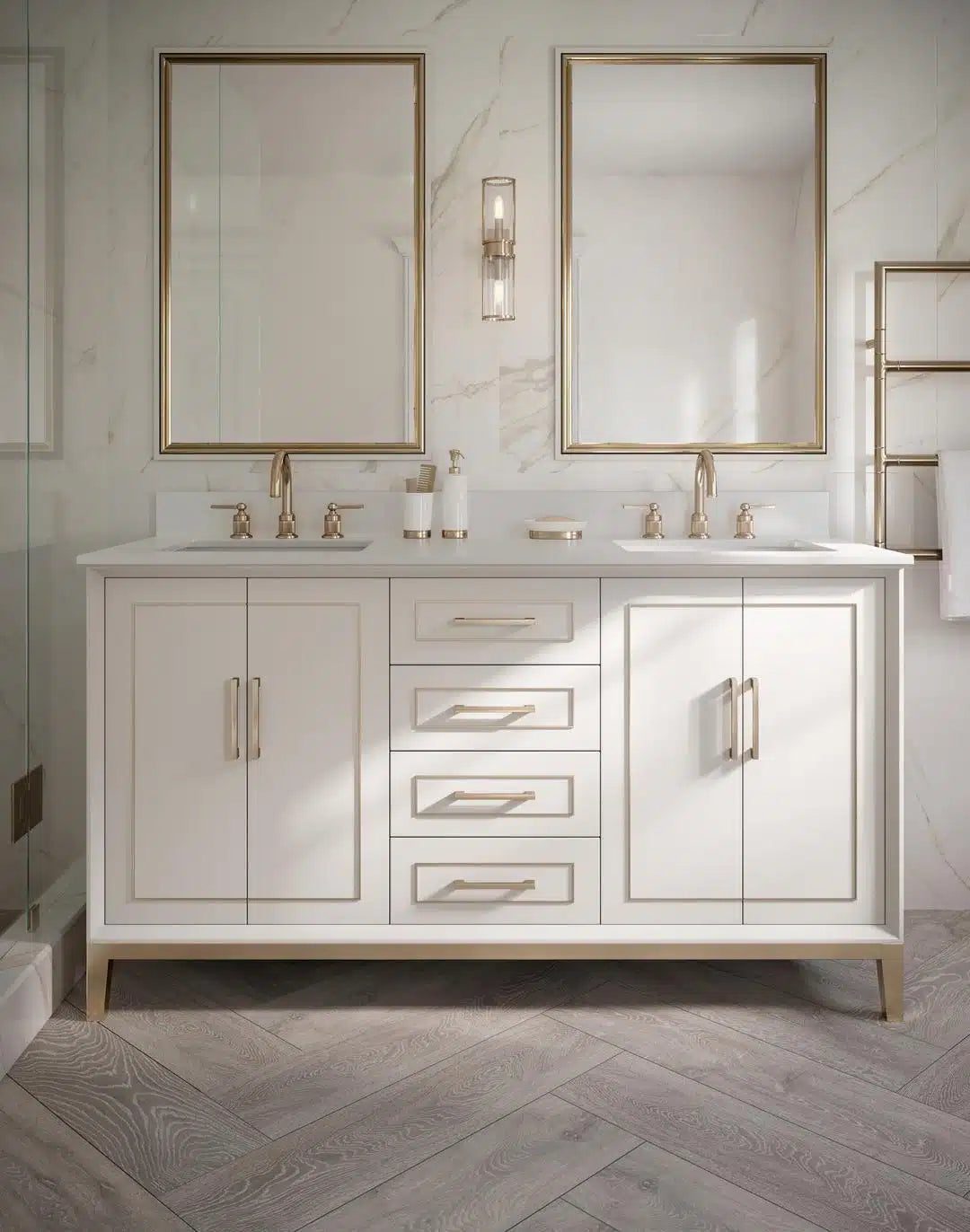 white quartz vanity