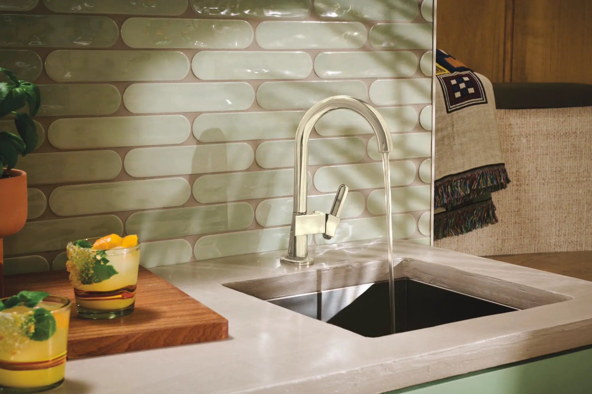 polished nickel kitchen faucet