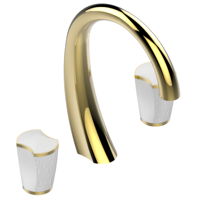 THG Paris Infini White Porcelain Widespread Lavatory Set with Drain