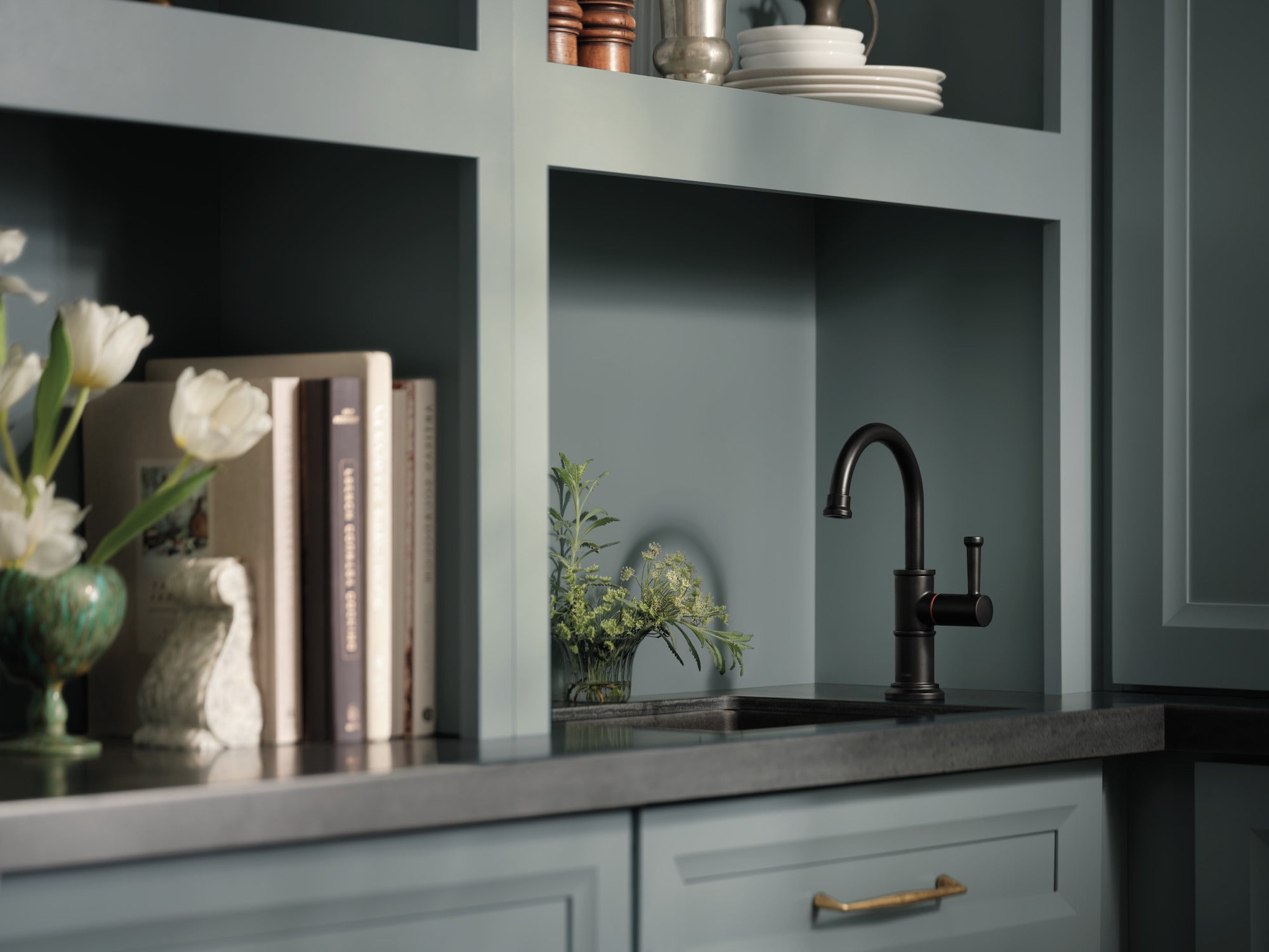 matte black hot faucet