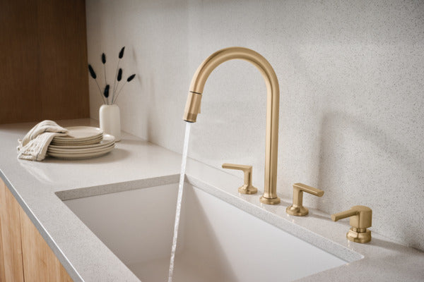 Brizo Kintsu Widespread Pull-Down Faucet with Arc Spout - Less Handles