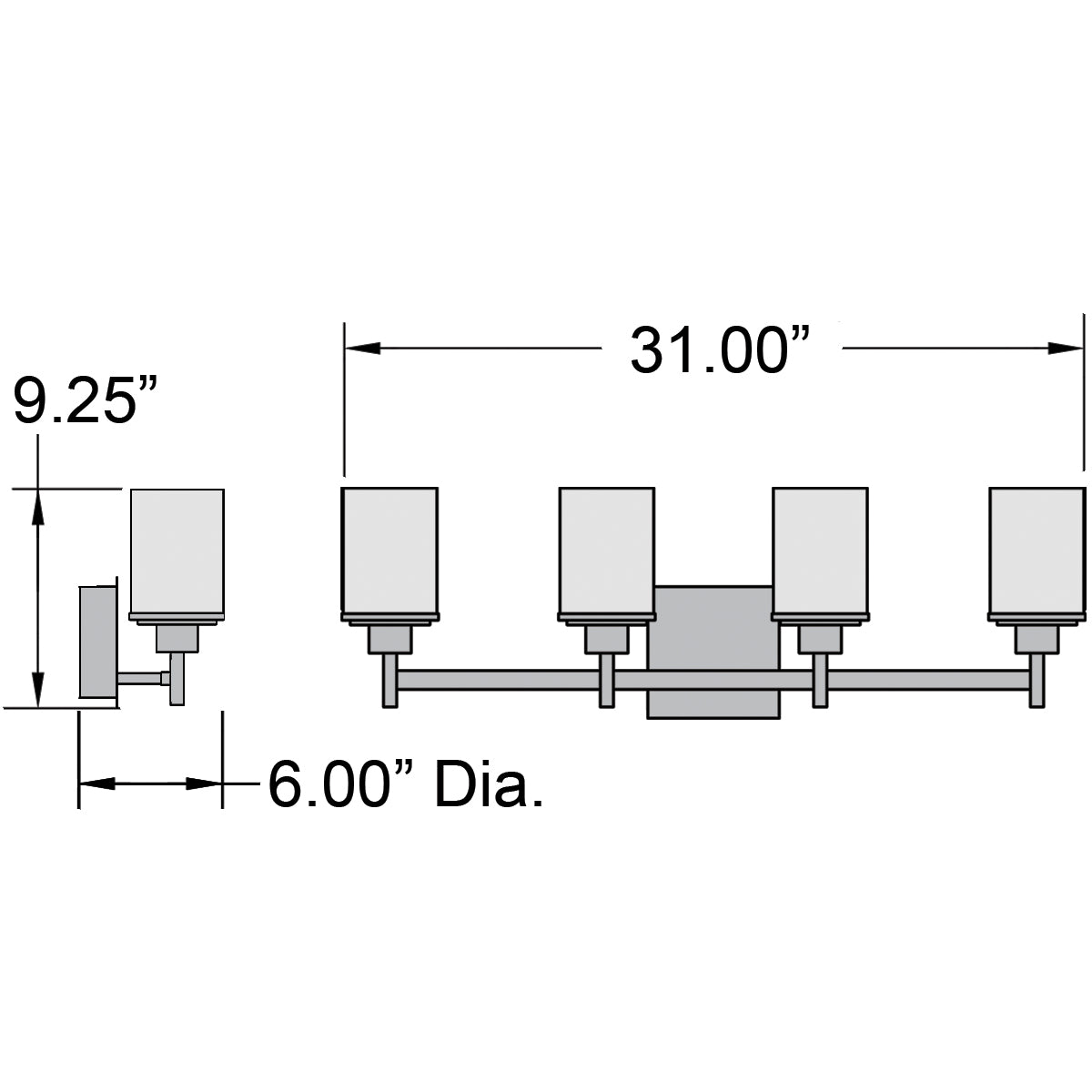 brushed steel 4 light led vanity