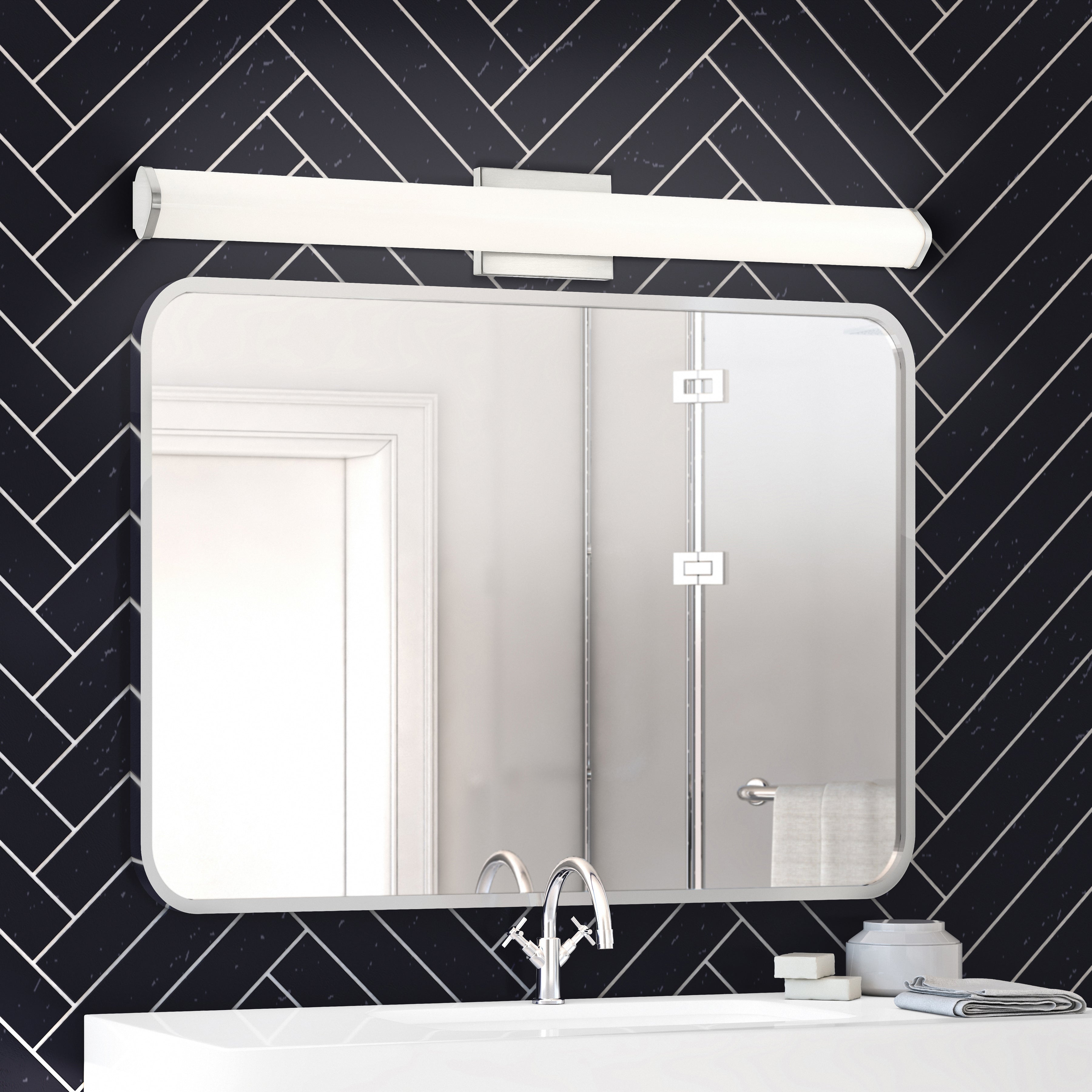 brushed steel led vanity