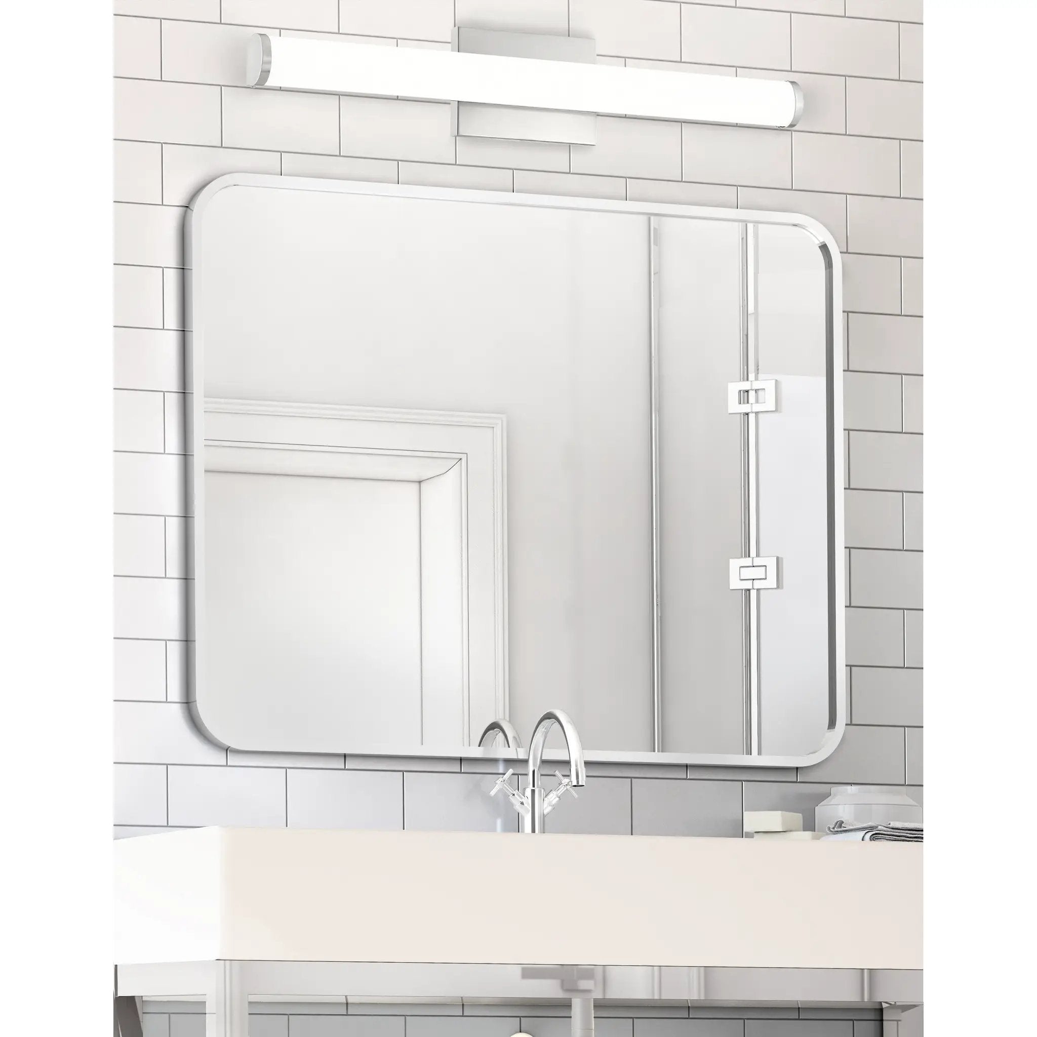 brushed steel led vanity